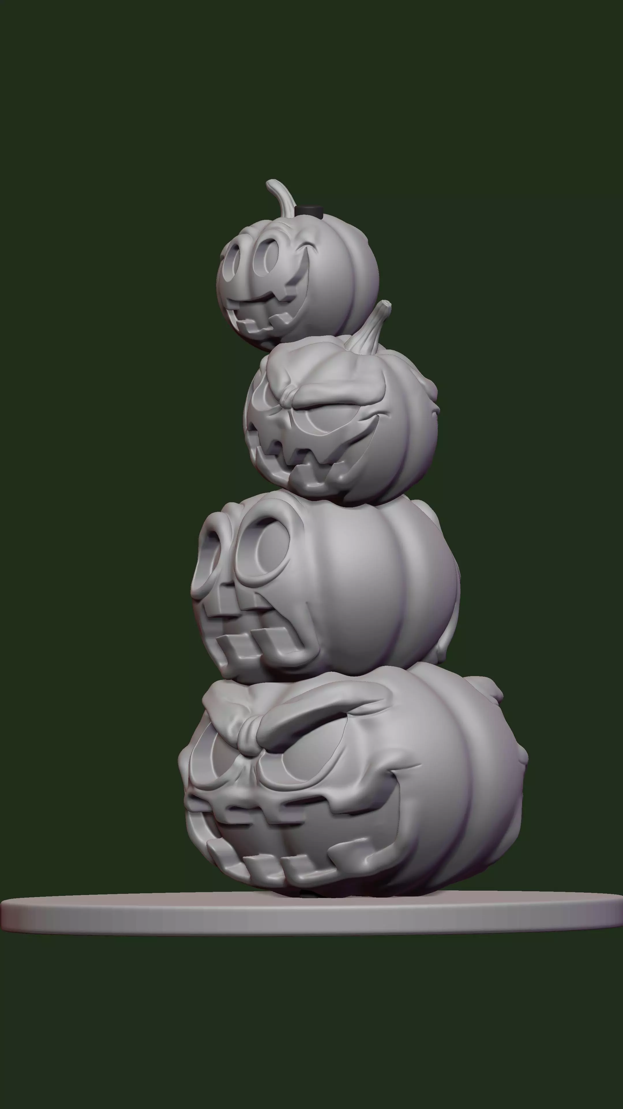 Four pumpkins 3D print model_8