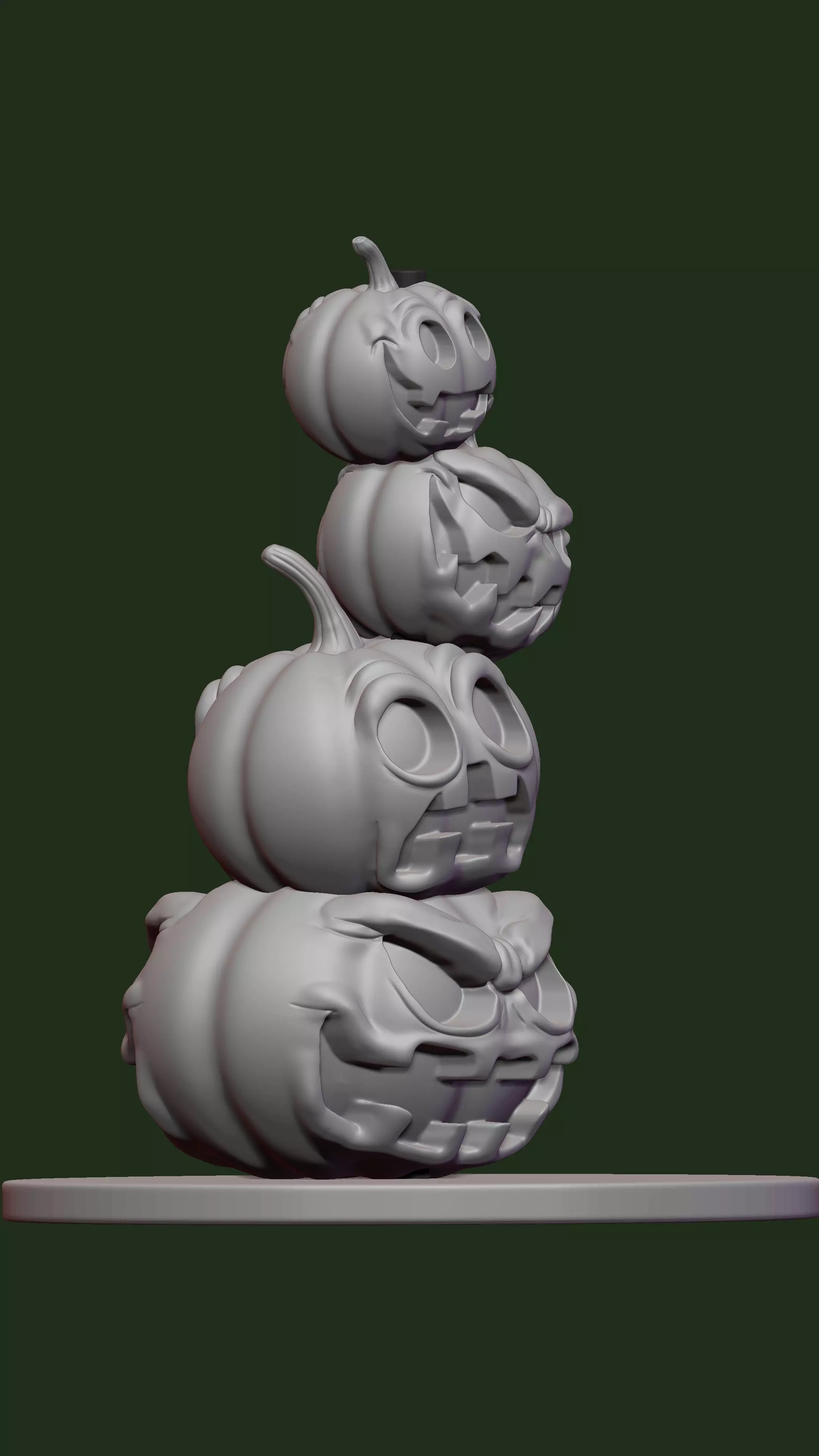 Four pumpkins 3D print model_7
