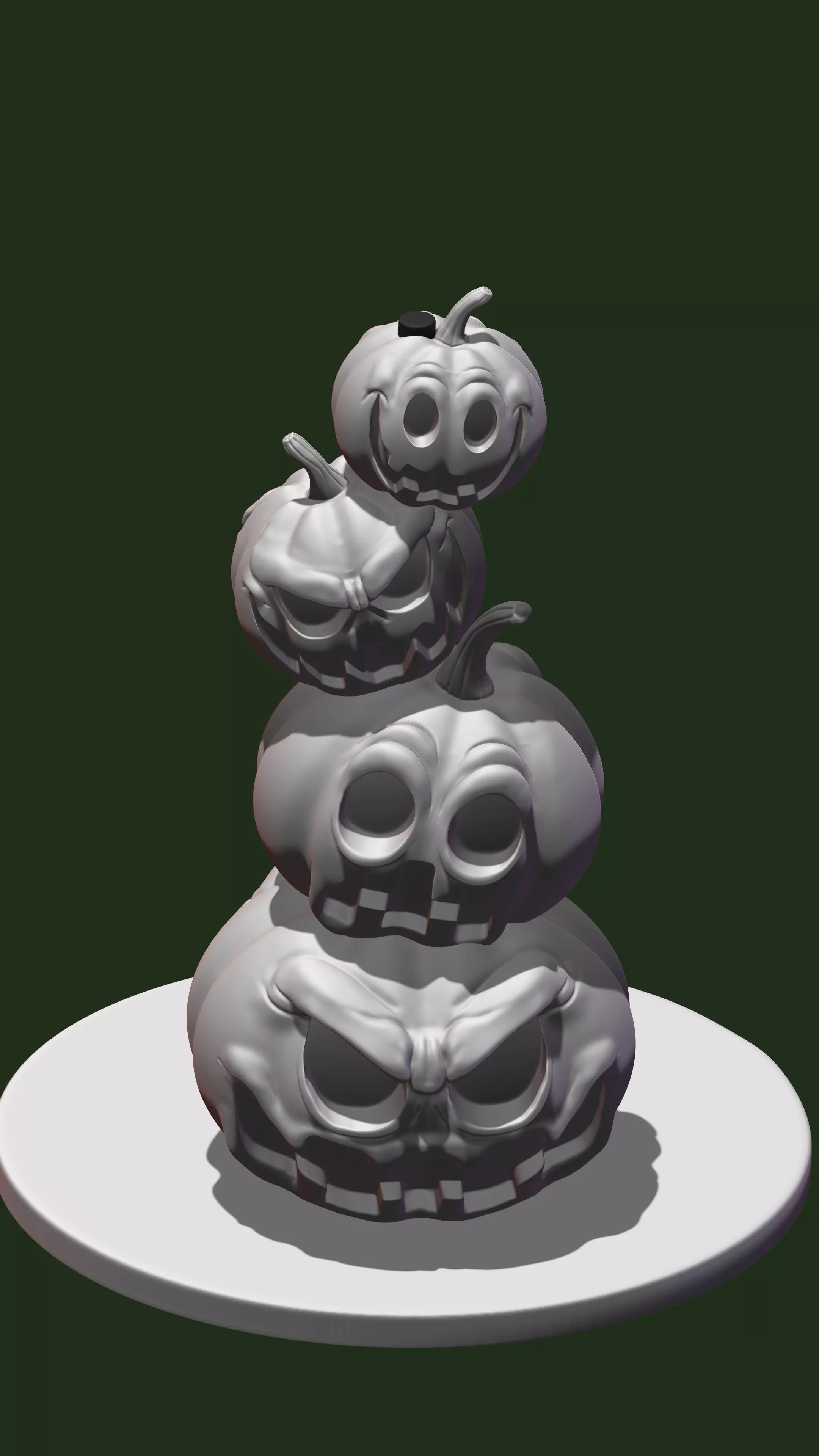 Four pumpkins 3D print model_4