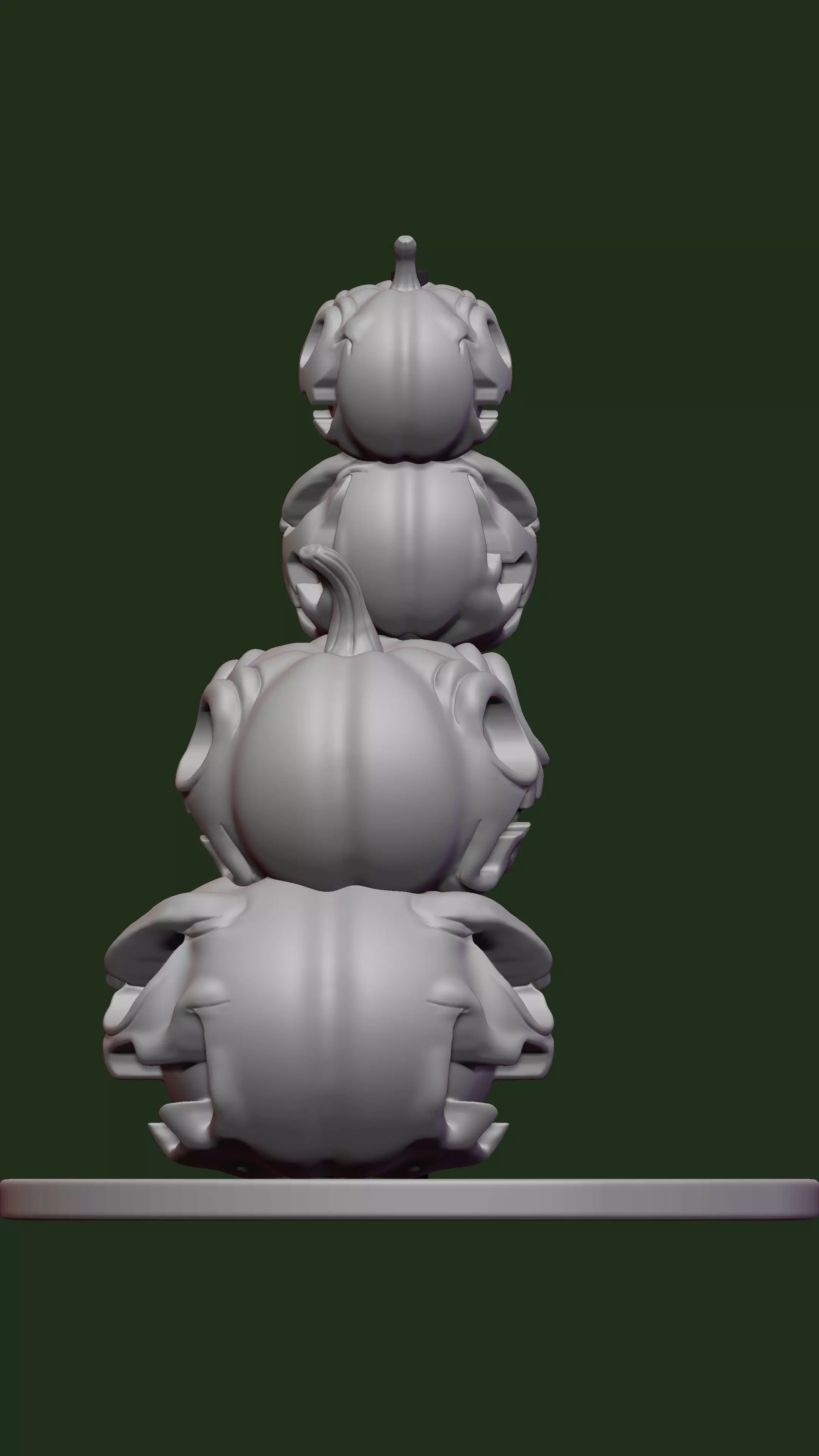 Four pumpkins 3D print model_6