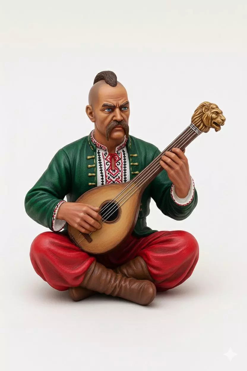 Kobzar with Kobza Ukrainian Cossack Musician 3D model 3D print model