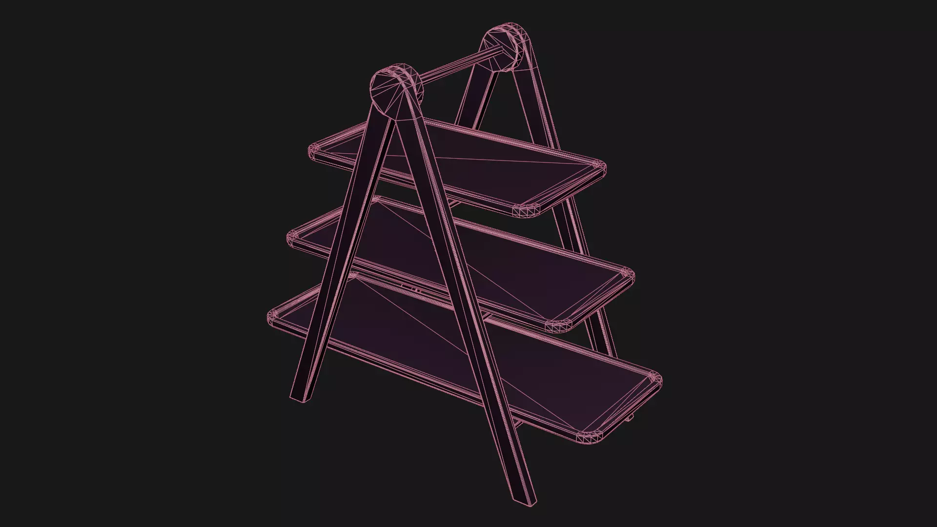 Rustic Wooden Serving Tray 3-Tier Low-poly 3D model_5