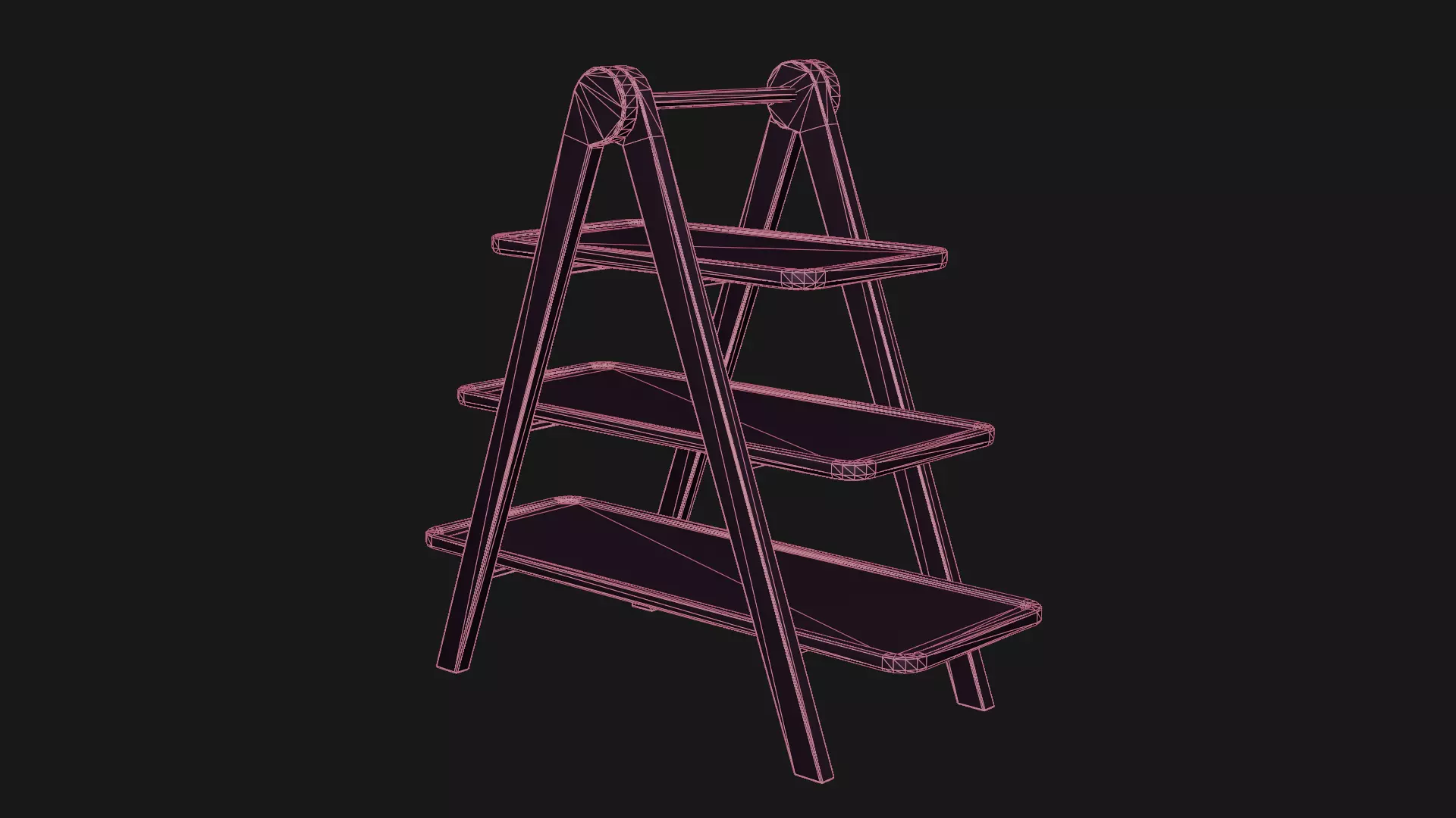 Rustic Wooden Serving Tray 3-Tier Low-poly 3D model_7