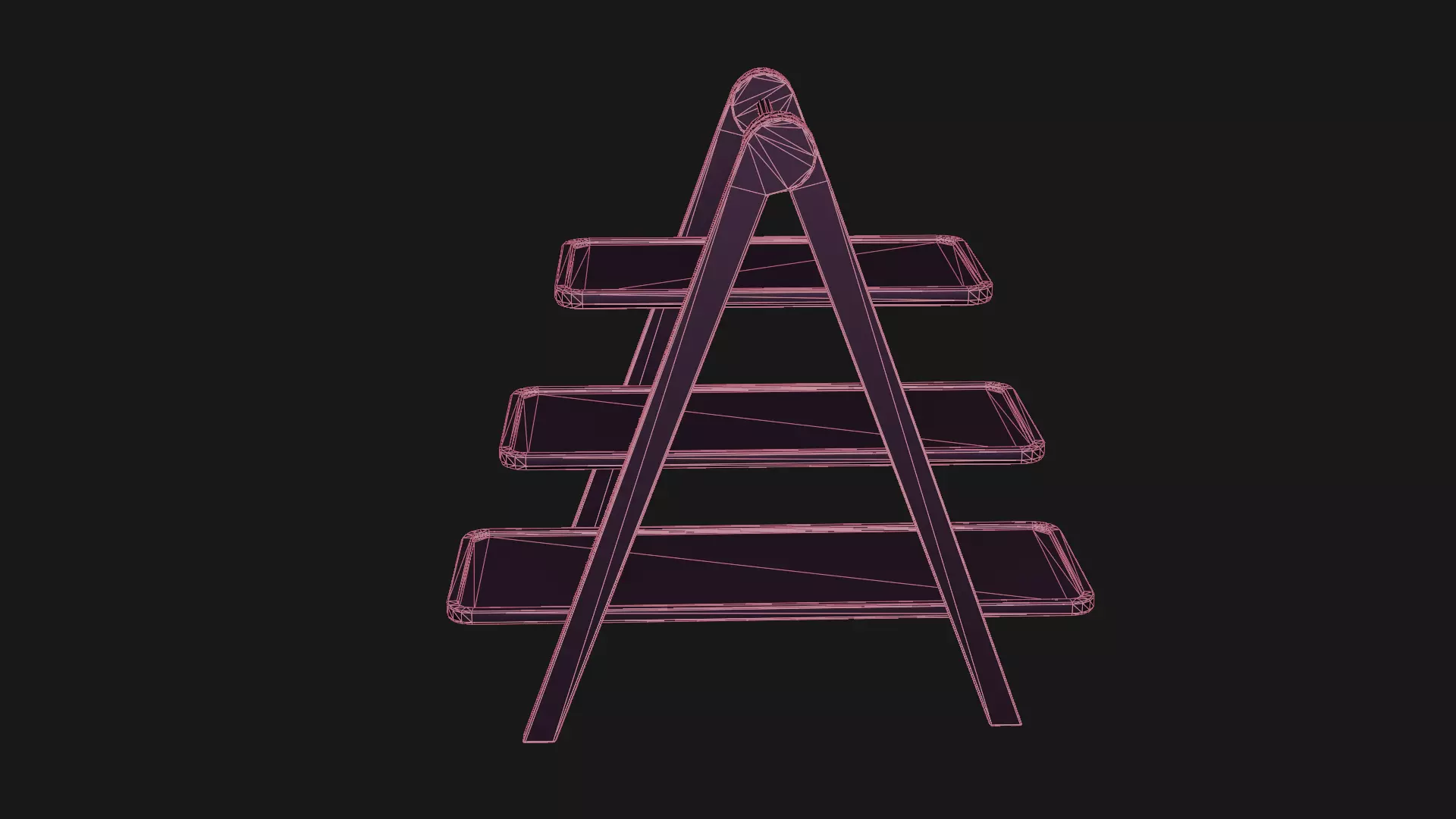 Rustic Wooden Serving Tray 3-Tier Low-poly 3D model_8