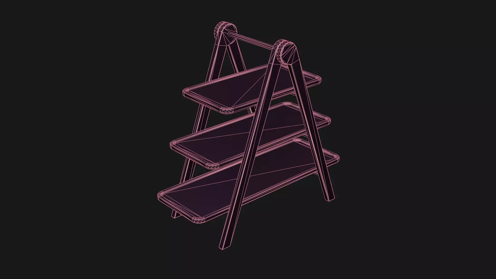 Rustic Wooden Serving Tray 3-Tier Low-poly 3D model_6