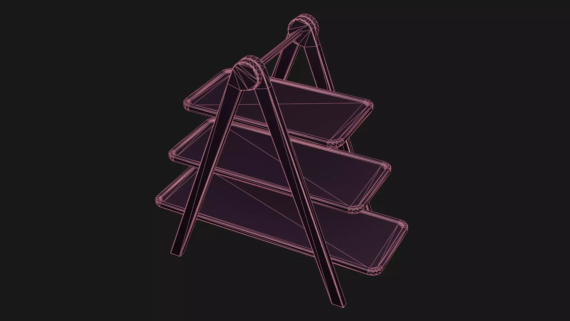 Rustic Wooden Serving Tray 3-Tier Low-poly 3D model_9