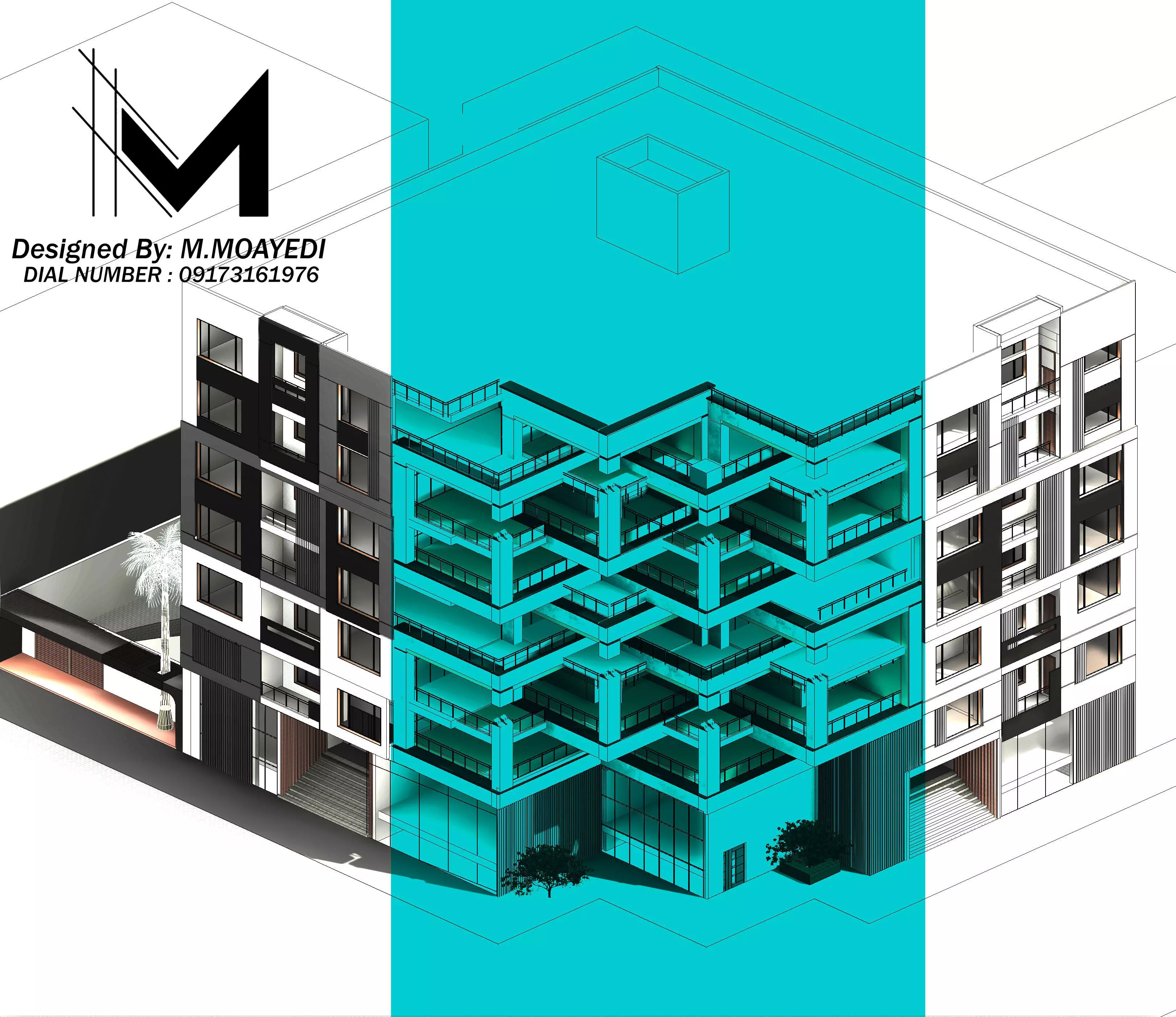 creative architectural facade apartment exterior design Low-poly 3D model_1