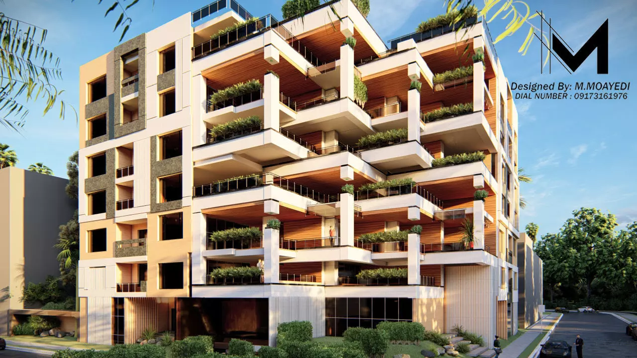 creative architectural facade apartment exterior design Low-poly 3D model_0