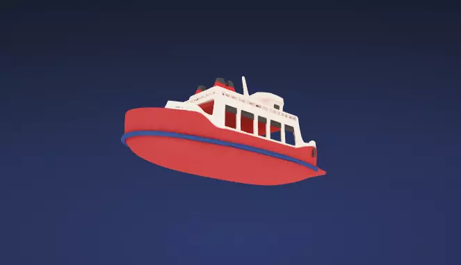 Stylized Classic Ferry Boat Watercraft - 3D Model 3D model_9
