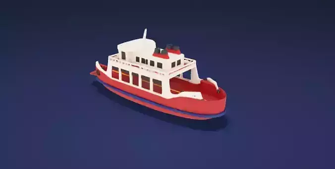 Stylized Classic Ferry Boat Watercraft - 3D Model 3D model
