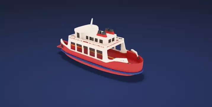 Stylized Classic Ferry Boat Watercraft - 3D Model 3D model_0