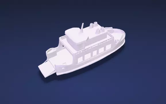 Stylized Classic Ferry Boat Watercraft - 3D Model 3D model_6