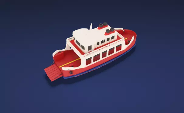 Stylized Classic Ferry Boat Watercraft - 3D Model 3D model_7