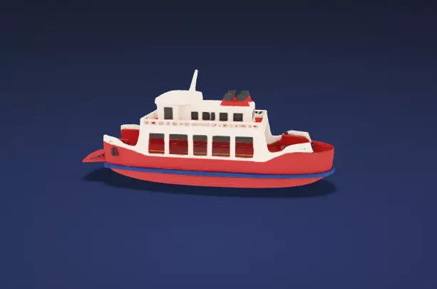 Stylized Classic Ferry Boat Watercraft - 3D Model 3D model_13