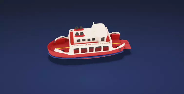 Stylized Classic Ferry Boat Watercraft - 3D Model 3D model_3