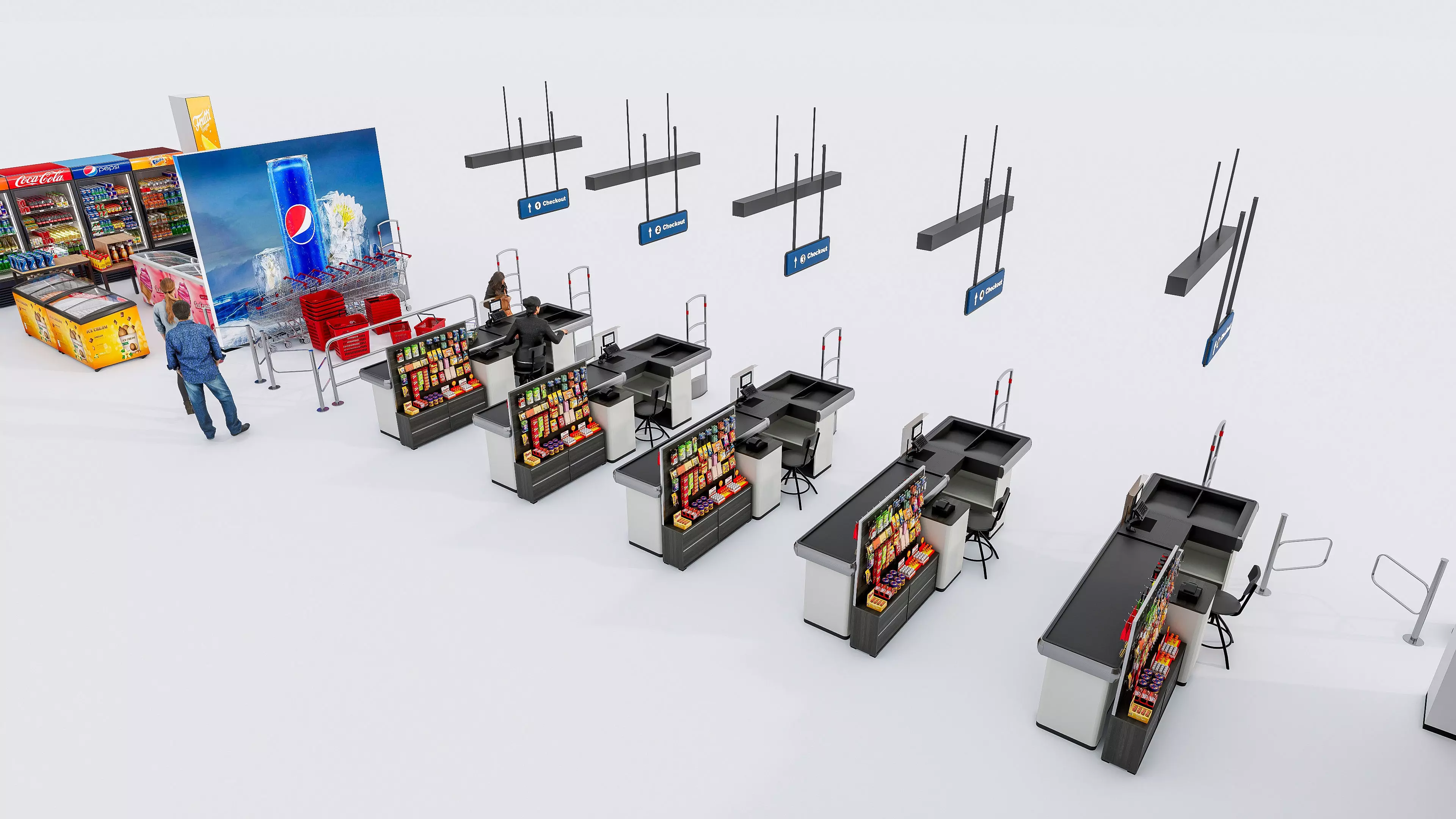 Supermarket Convenience Store Shelves Display Racks 3 3D model_9