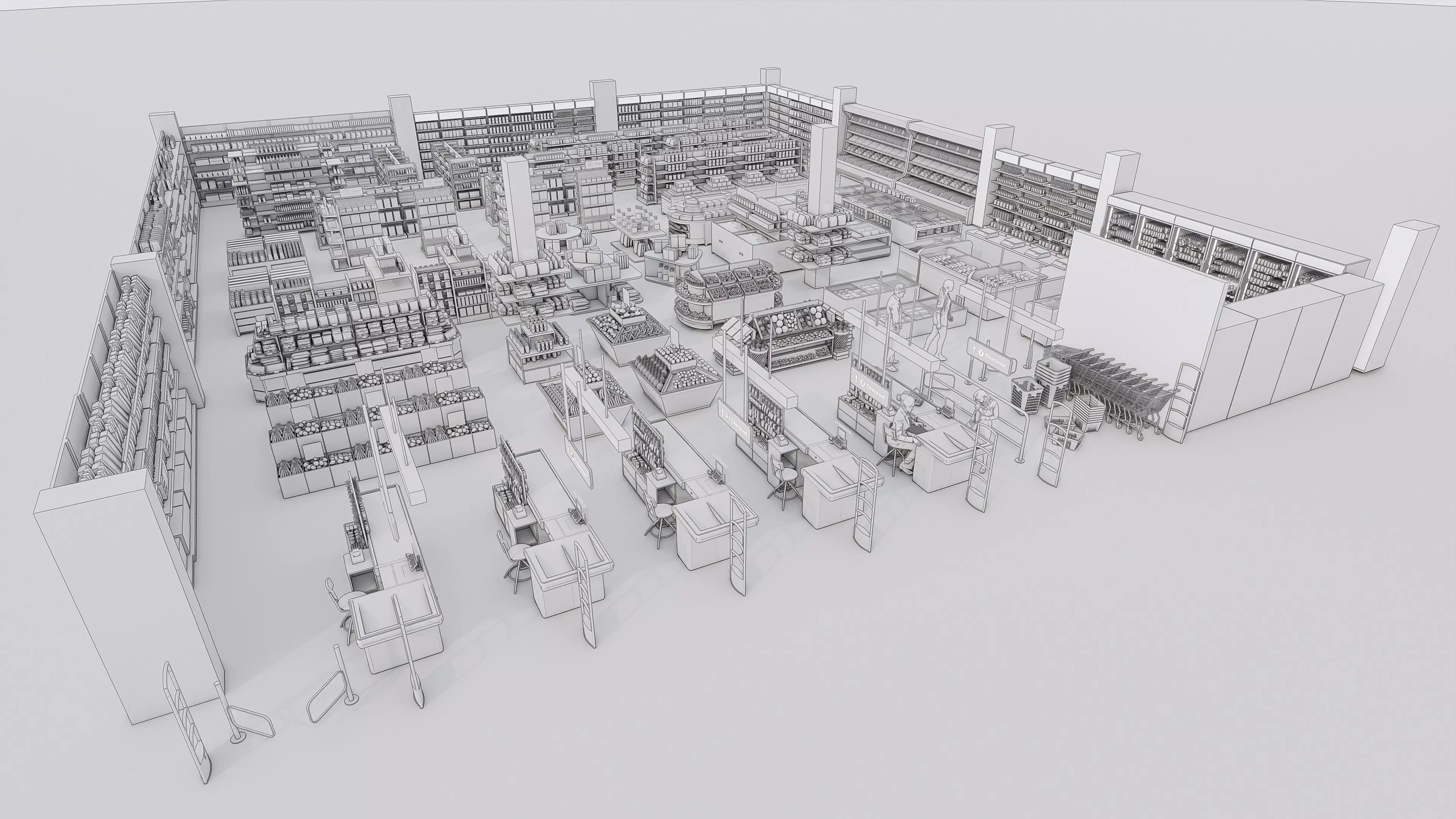 Supermarket Convenience Store Shelves Display Racks 3 3D model_58
