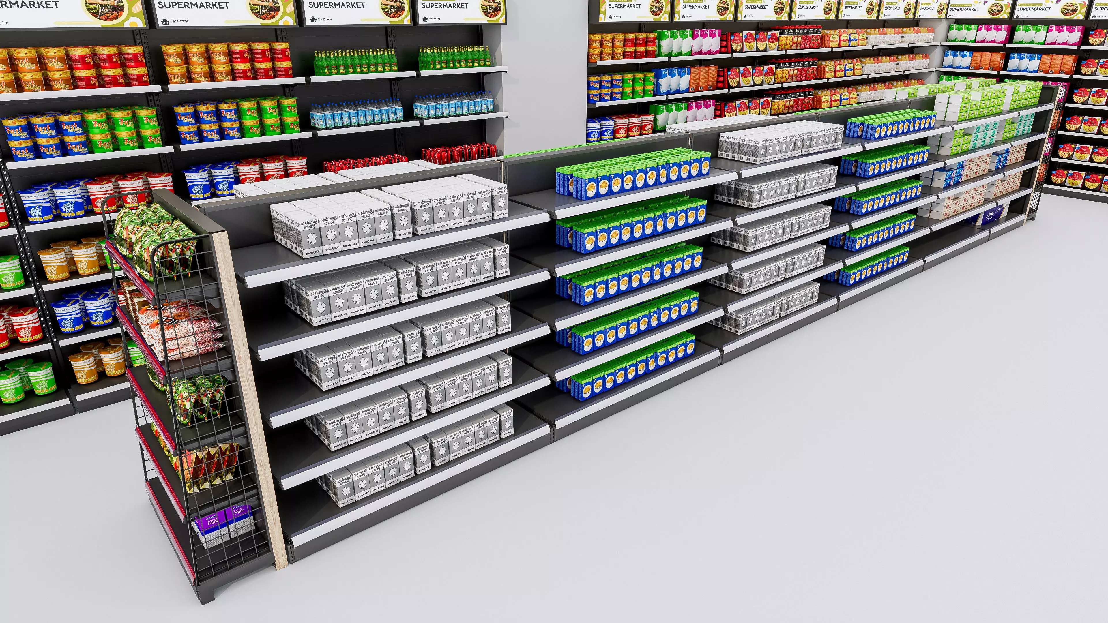 Supermarket Convenience Store Shelves Display Racks 3 3D model_42