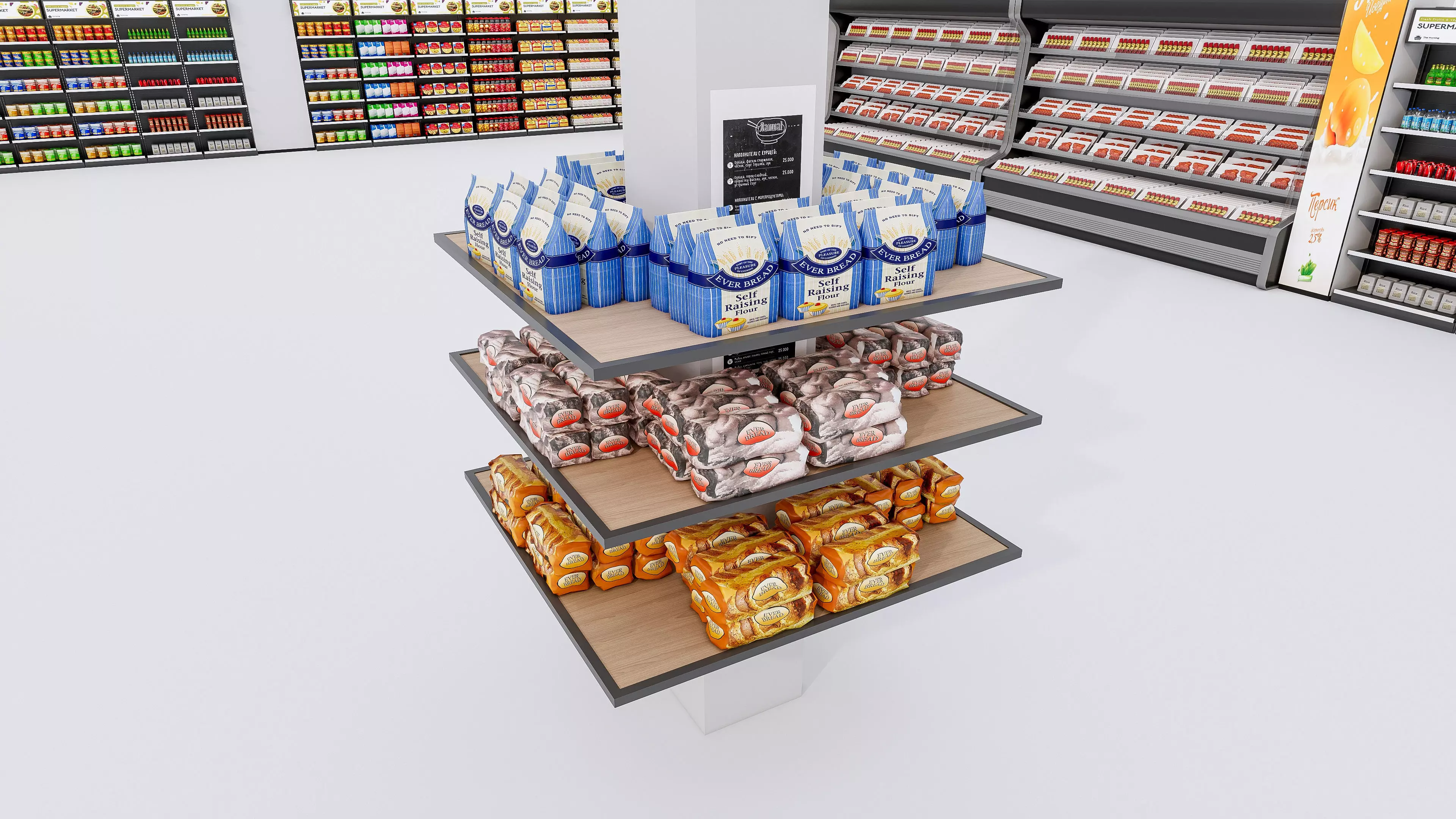 Supermarket Convenience Store Shelves Display Racks 3 3D model_23