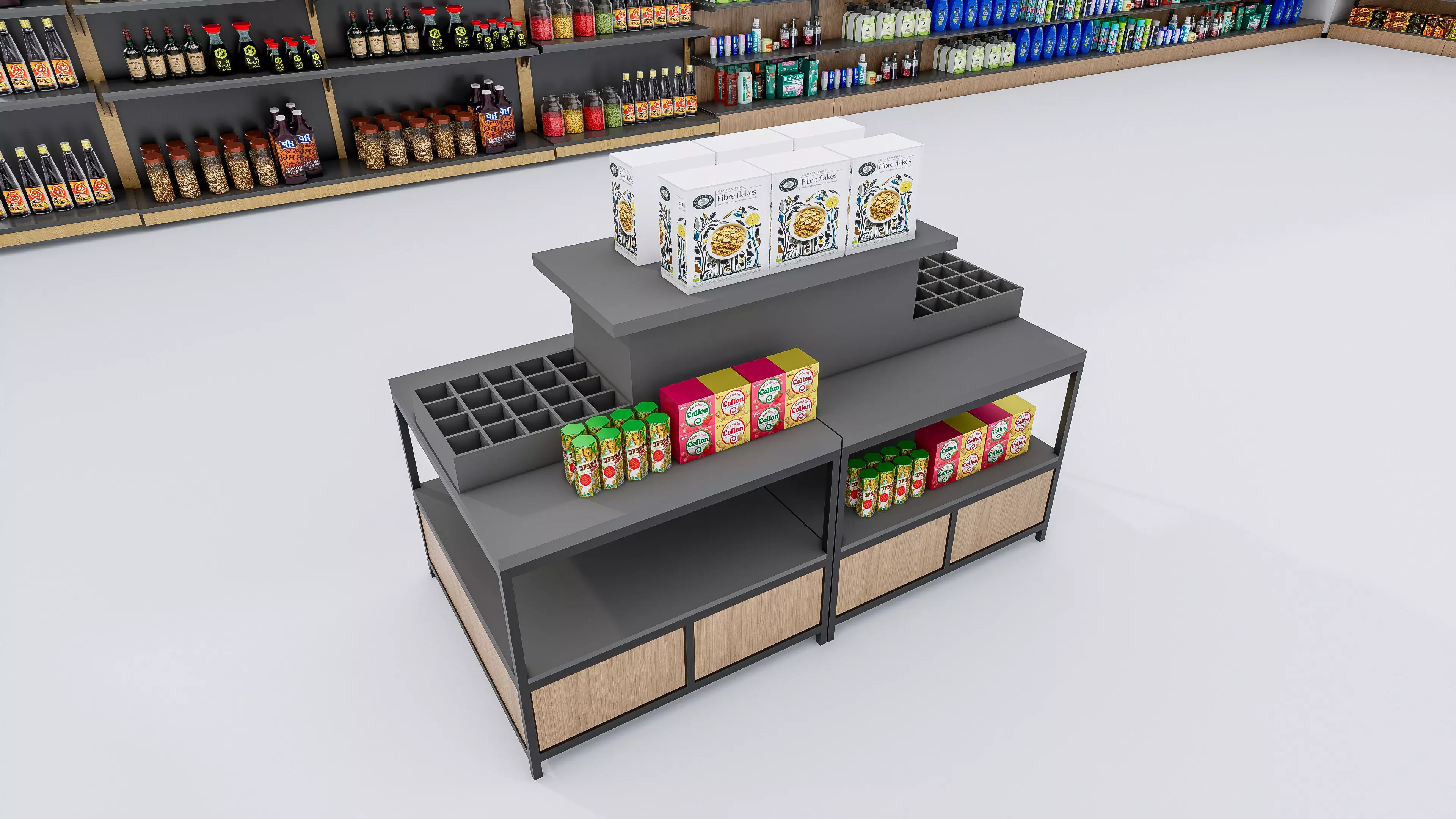 Supermarket Convenience Store Shelves Display Racks 3 3D model_34
