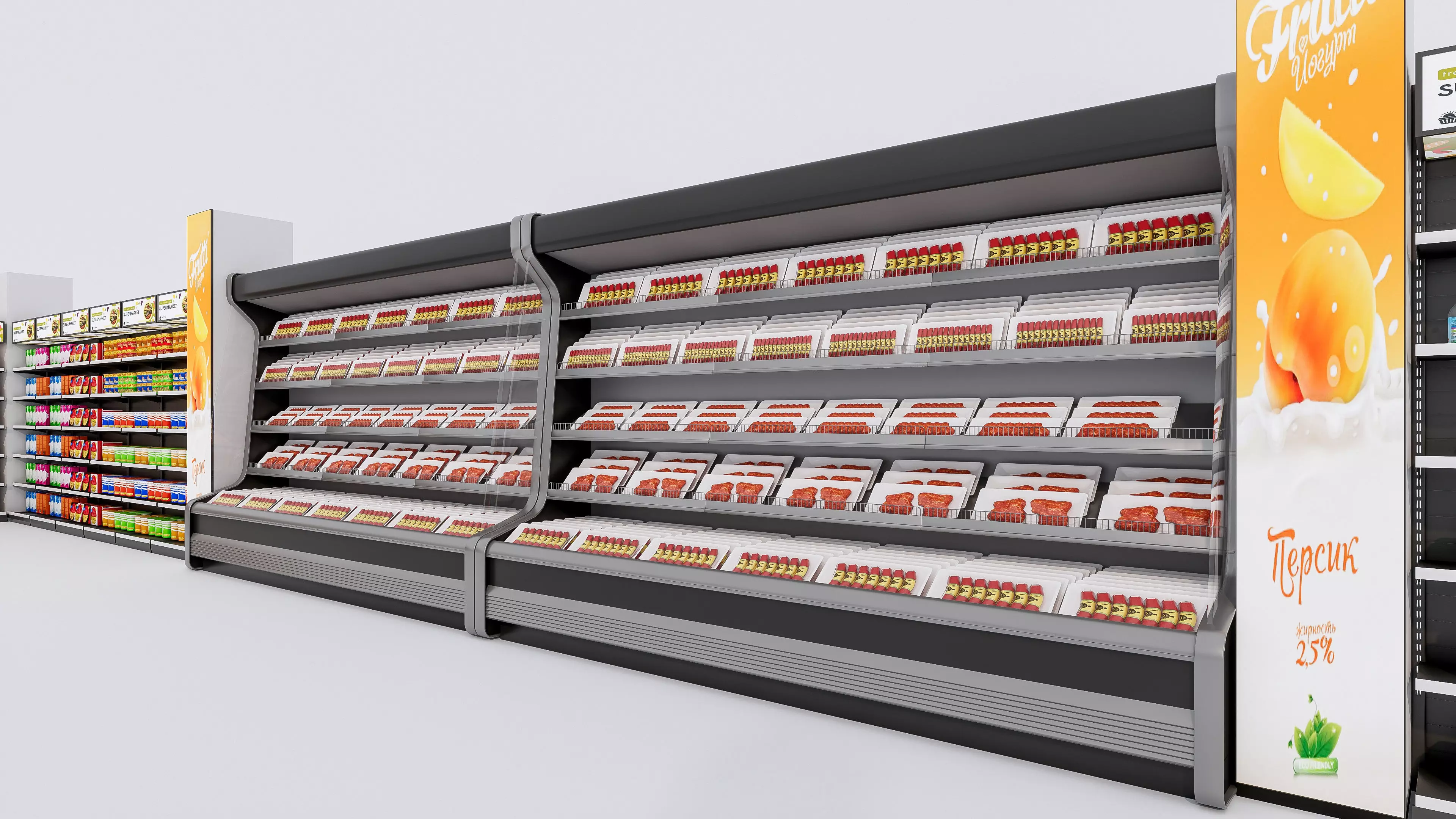 Supermarket Convenience Store Shelves Display Racks 3 3D model_54