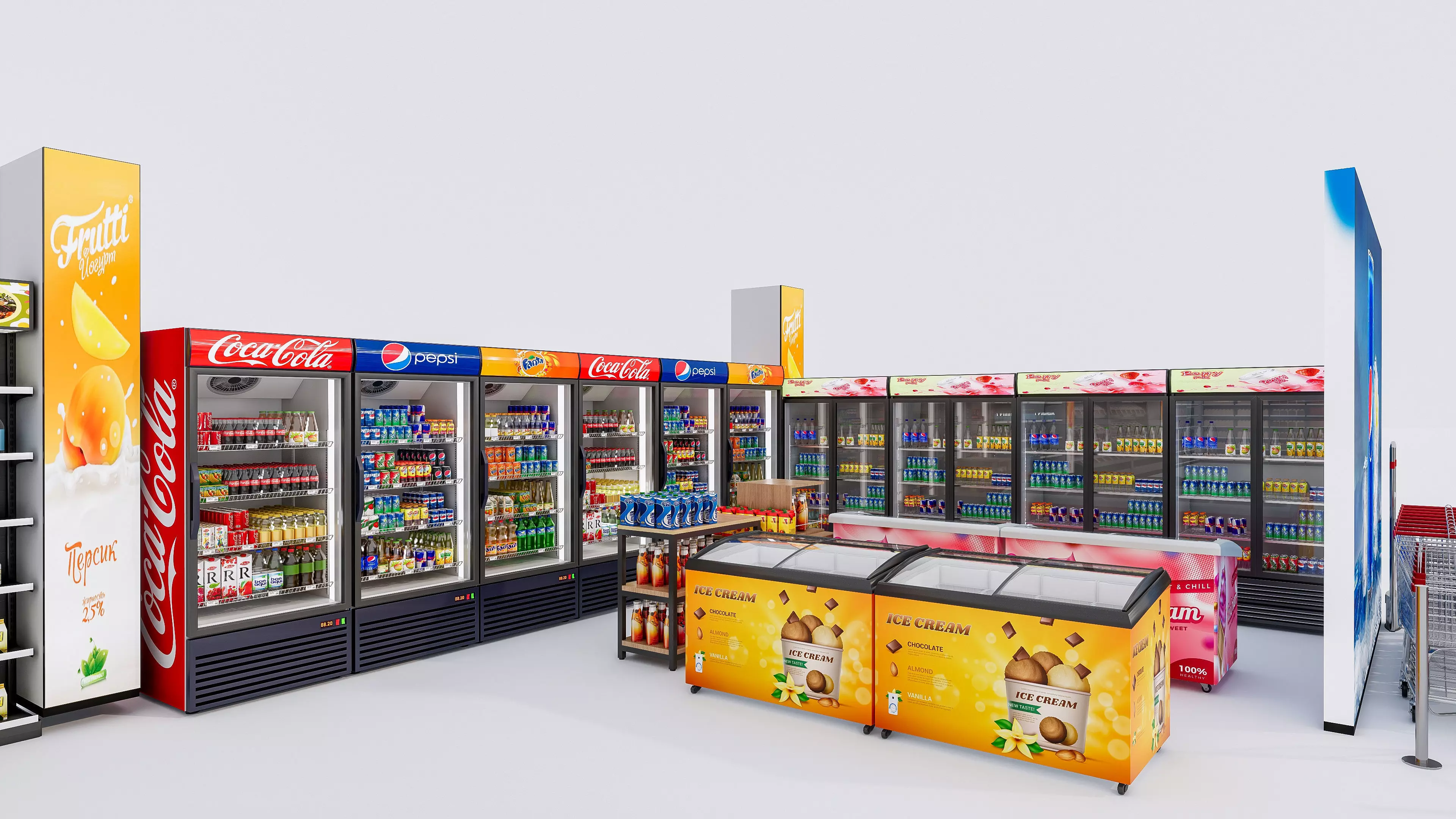 Supermarket Convenience Store Shelves Display Racks 3 3D model_11