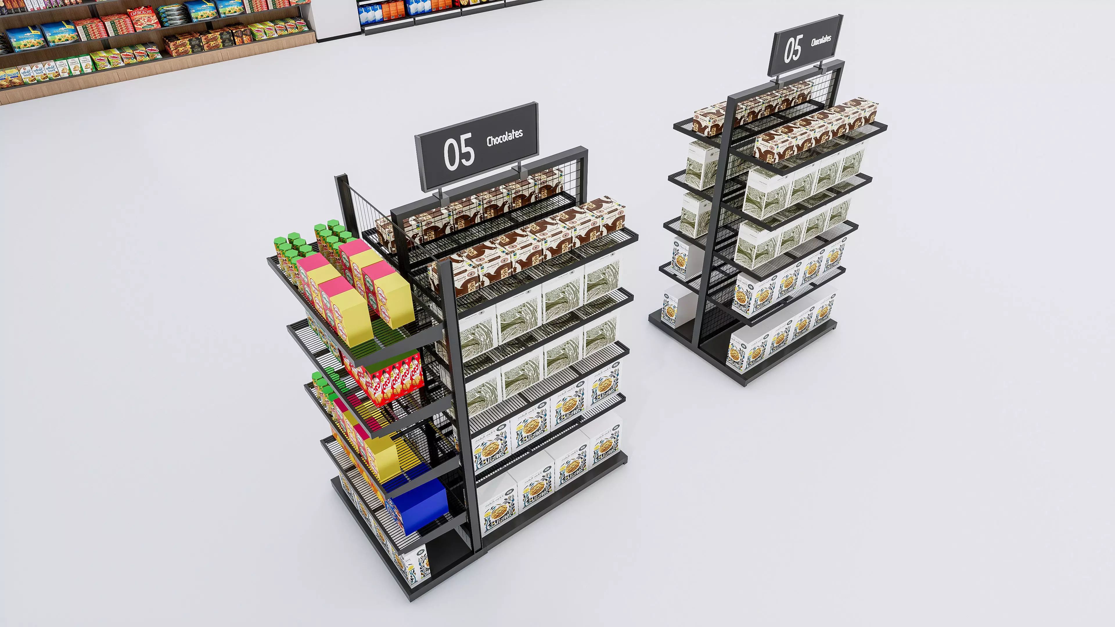 Supermarket Convenience Store Shelves Display Racks 3 3D model_36
