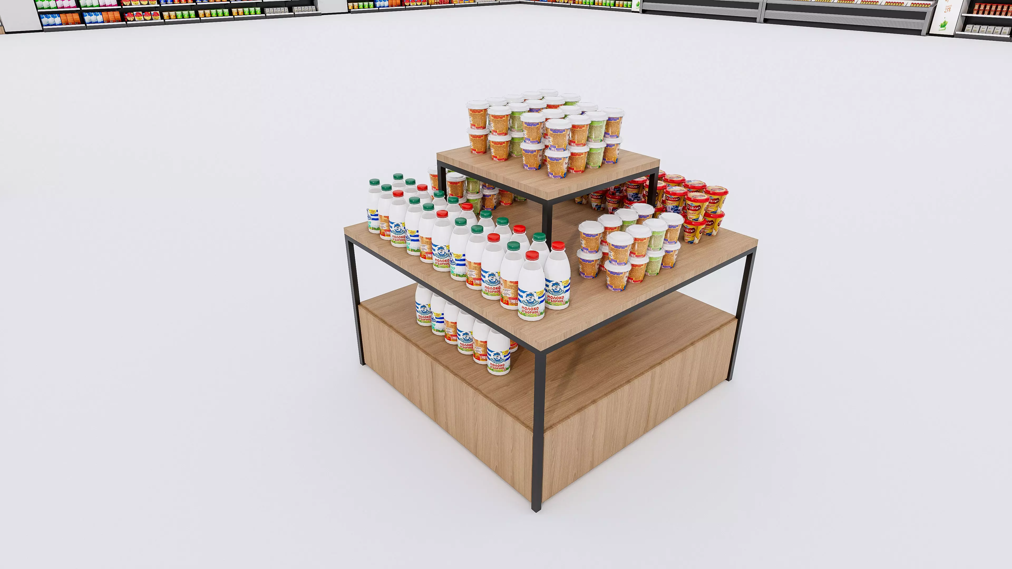 Supermarket Convenience Store Shelves Display Racks 3 3D model_15