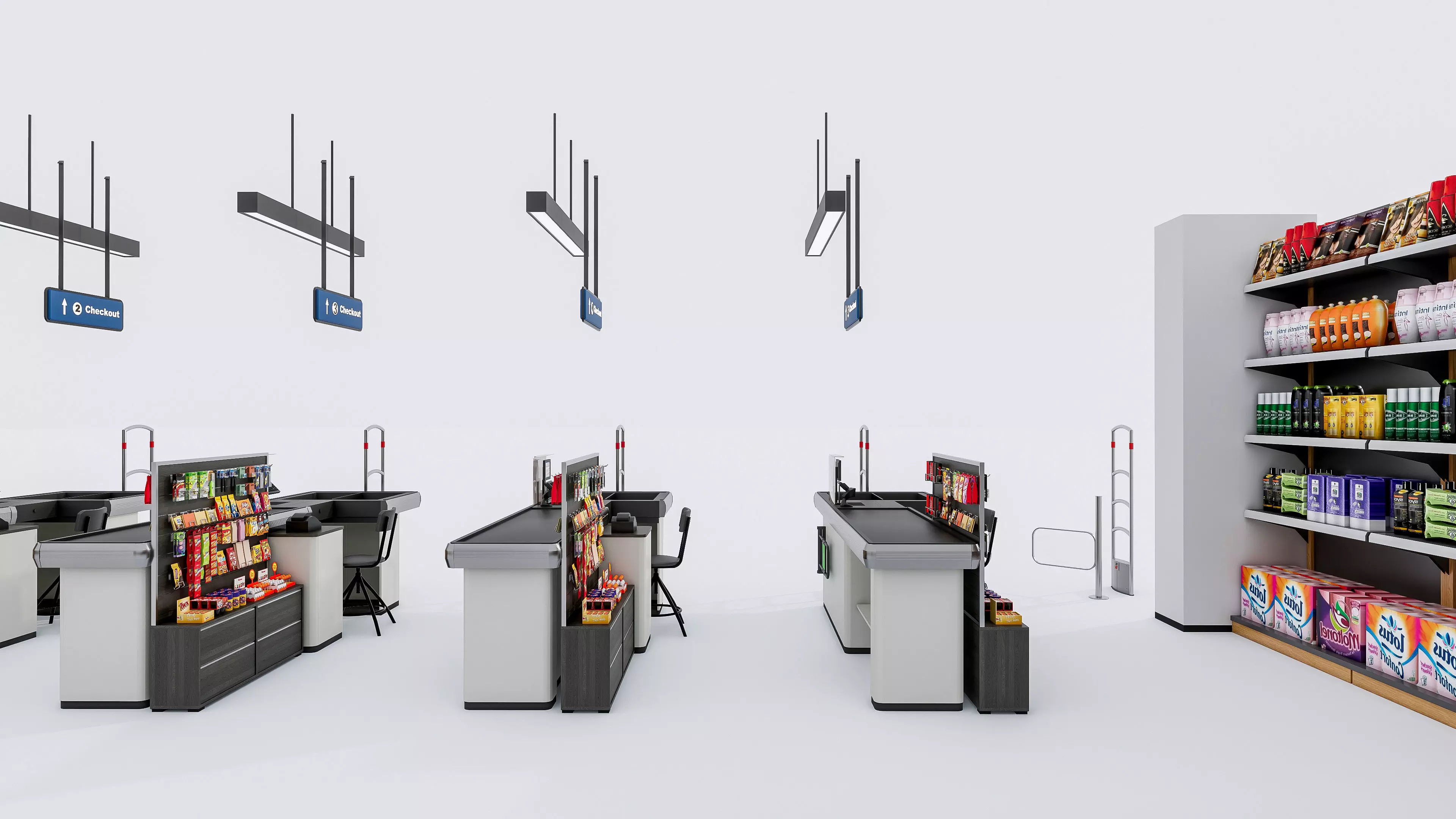 Supermarket Convenience Store Shelves Display Racks 3 3D model_57