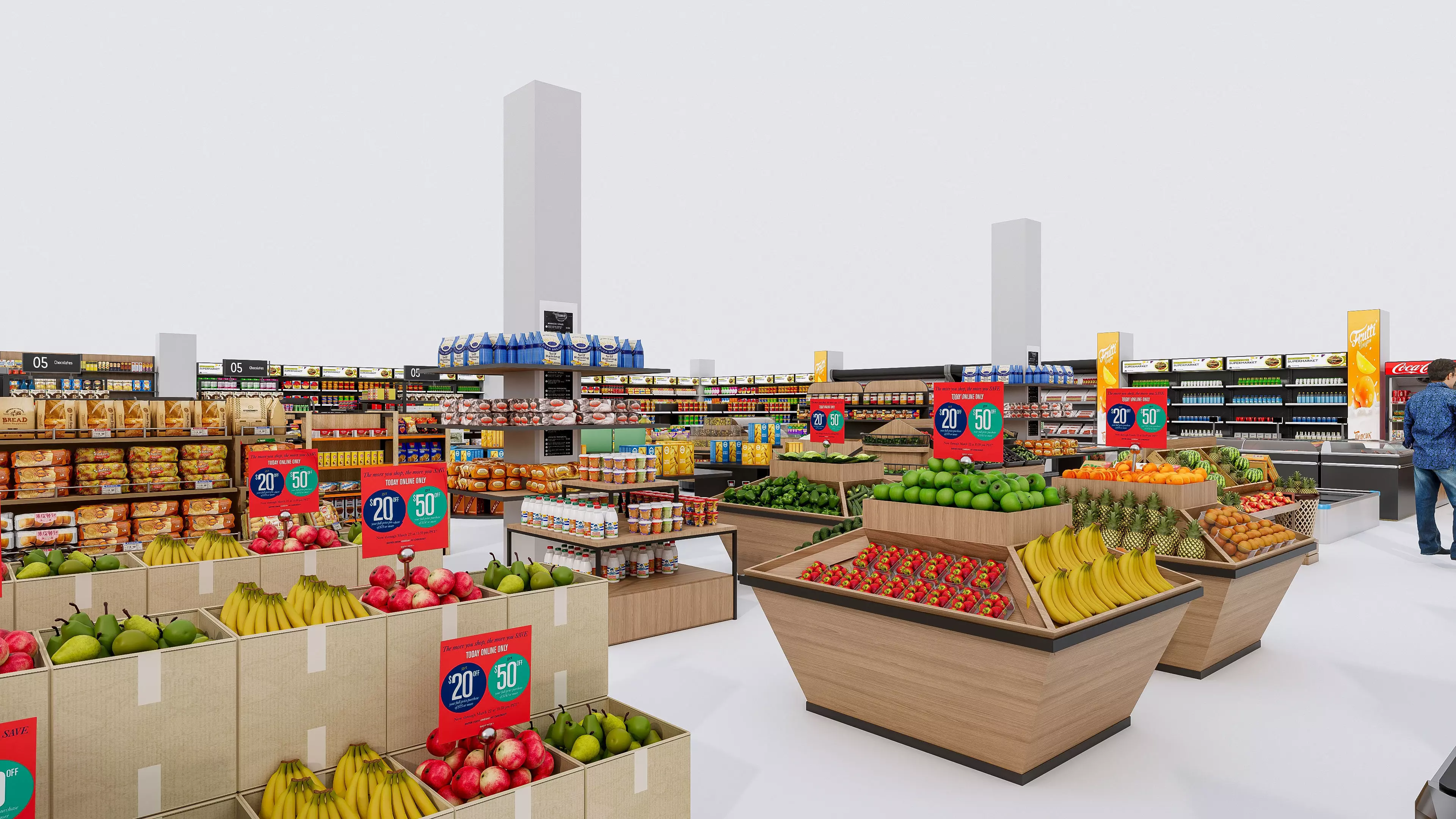 Supermarket Convenience Store Shelves Display Racks 3 3D model_4
