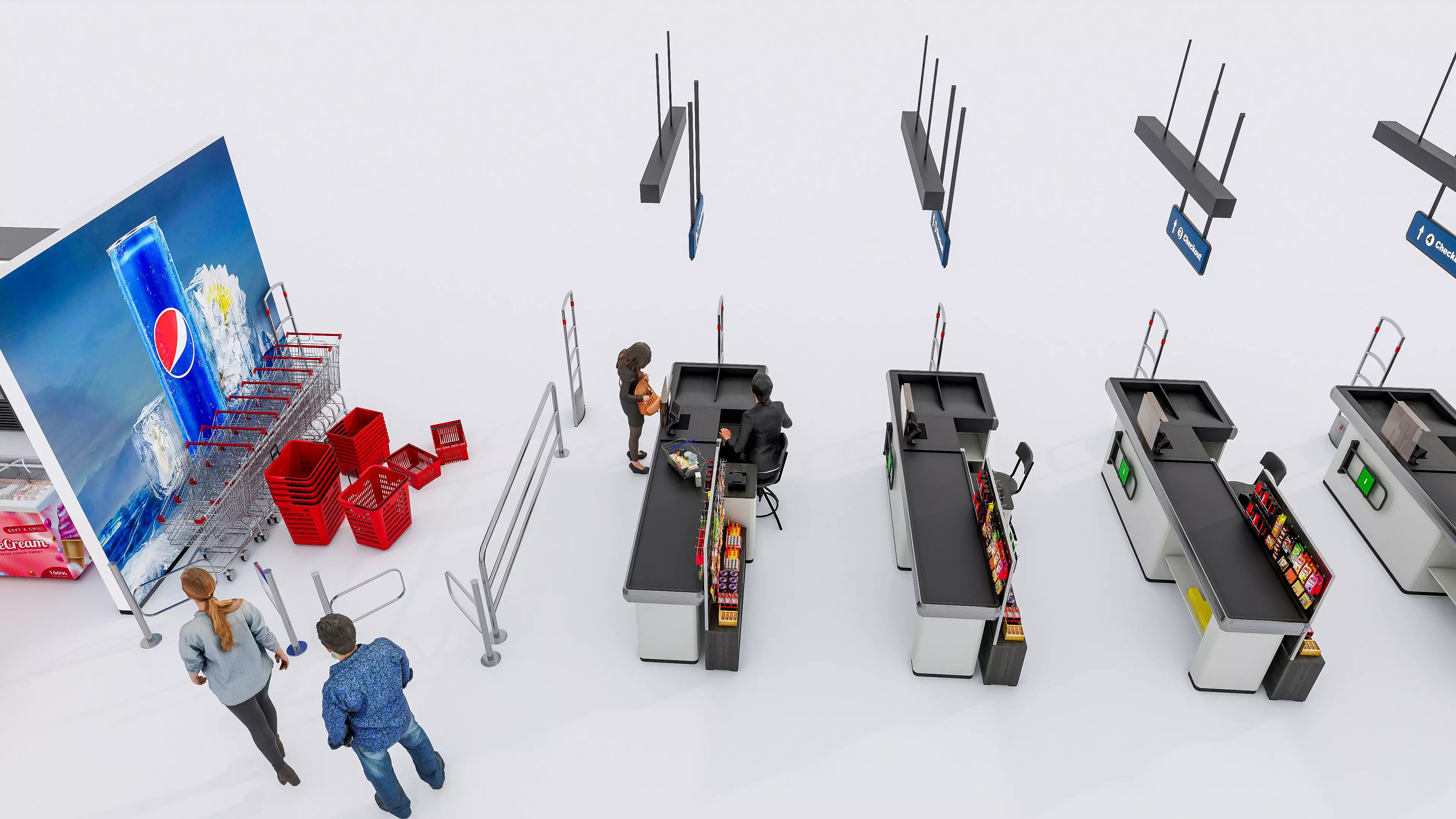 Supermarket Convenience Store Shelves Display Racks 3 3D model_10