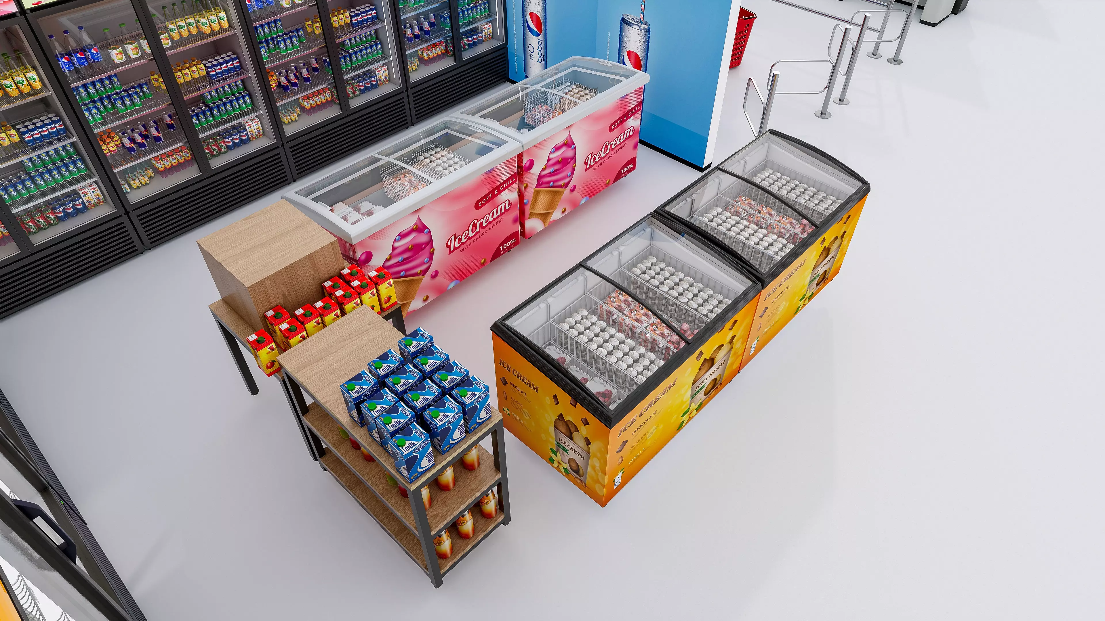 Supermarket Convenience Store Shelves Display Racks 3 3D model_12