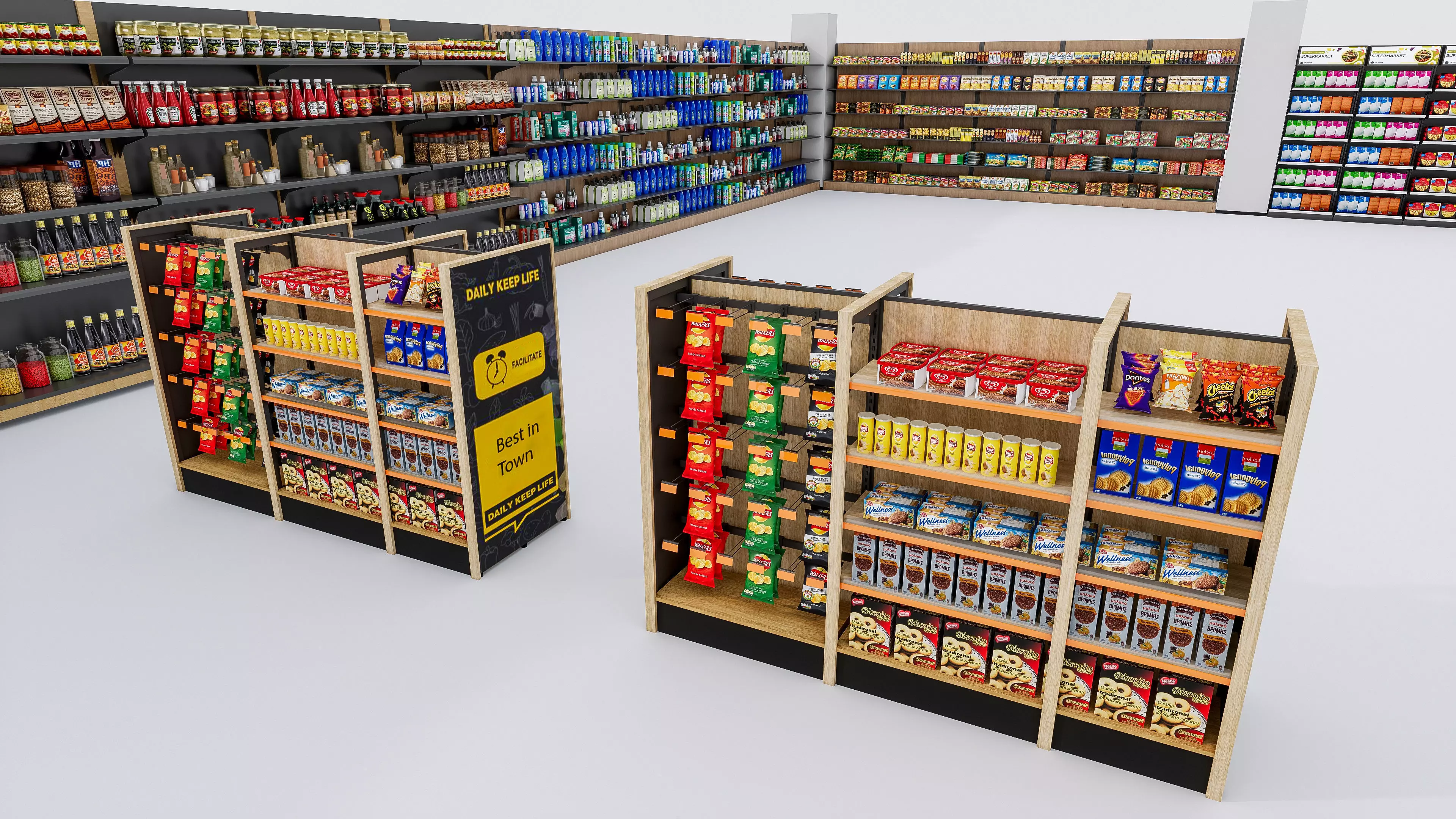 Supermarket Convenience Store Shelves Display Racks 3 3D model_31