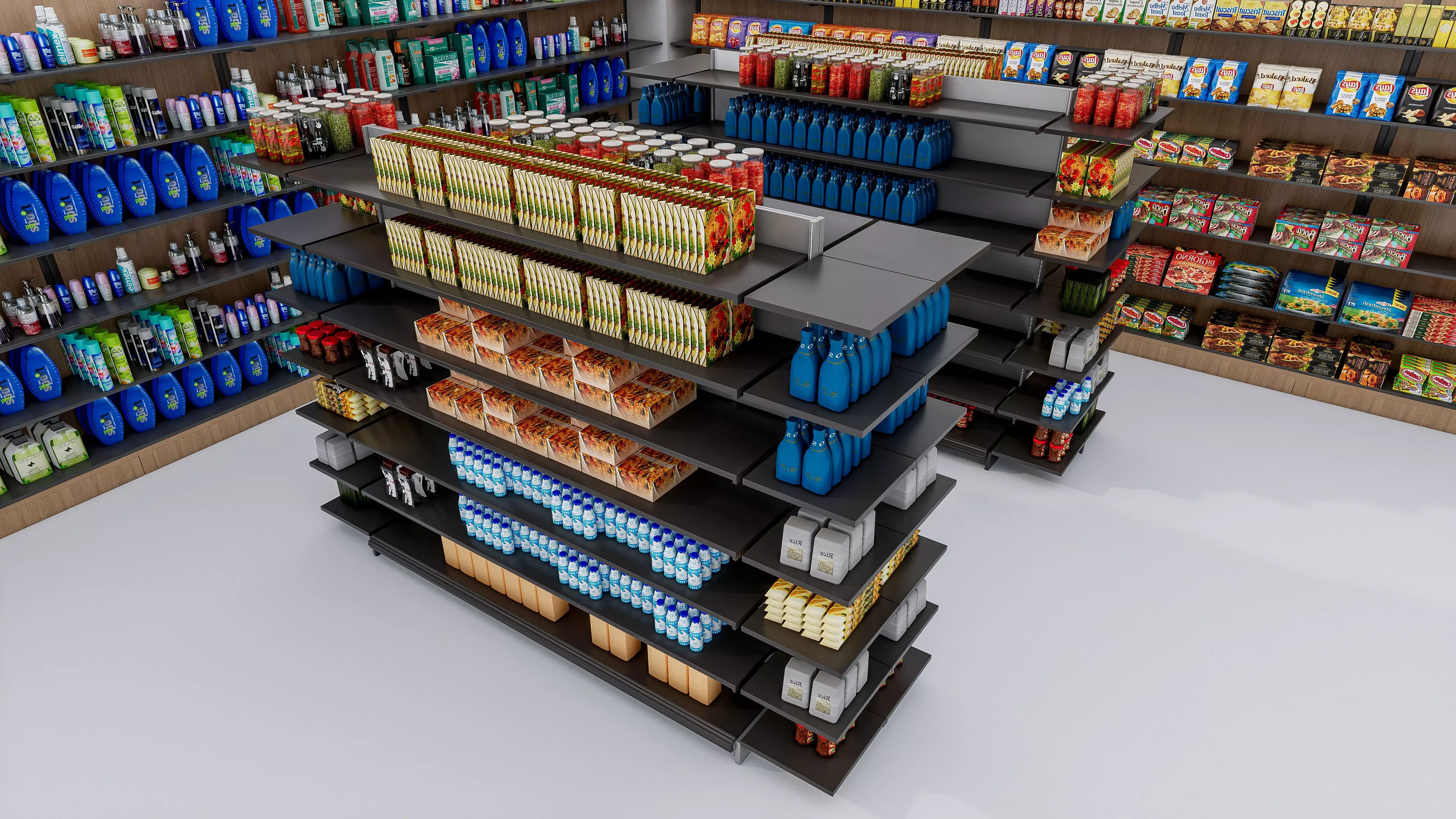 Supermarket Convenience Store Shelves Display Racks 3 3D model_37