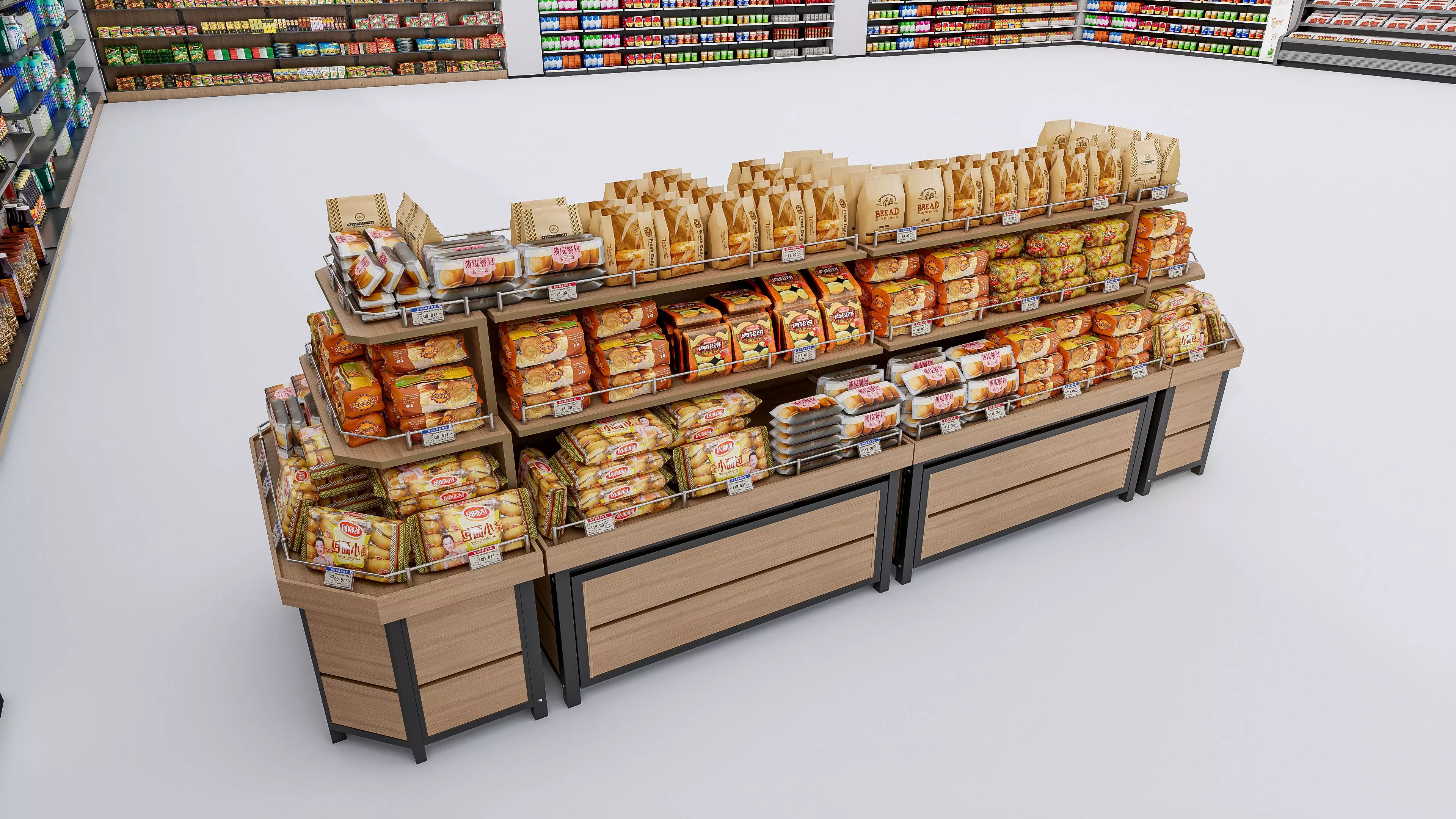 Supermarket Convenience Store Shelves Display Racks 3 3D model_21