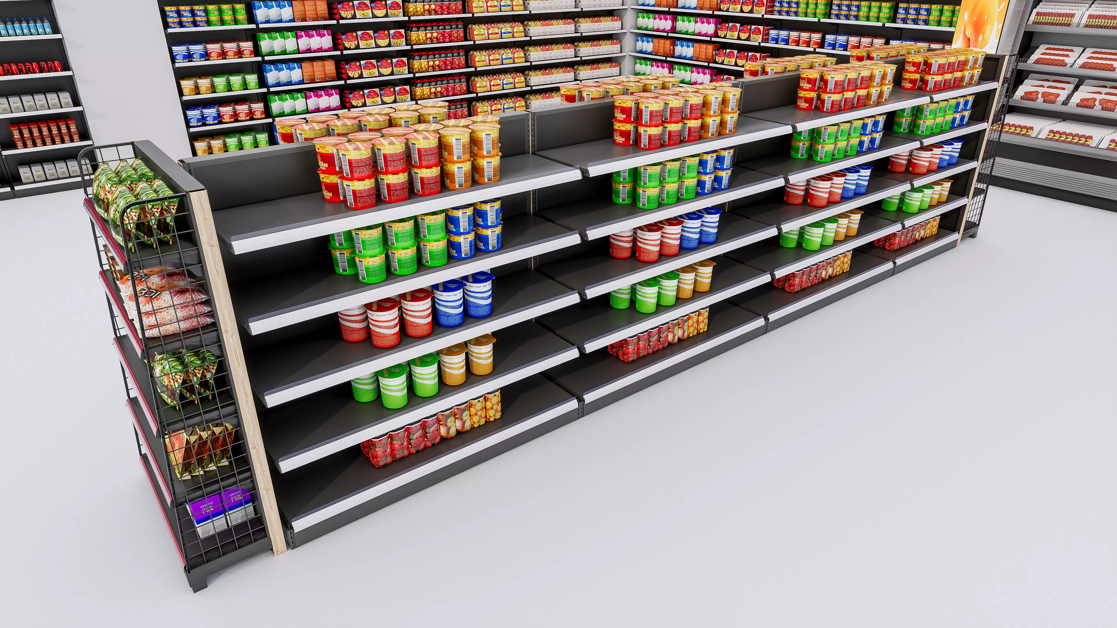 Supermarket Convenience Store Shelves Display Racks 3 3D model_40
