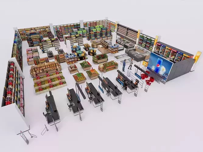 Supermarket Convenience Store Shelves Display Racks 3 3D model Supermarket Convenience Store Shelves Display Racks 3 3D model
