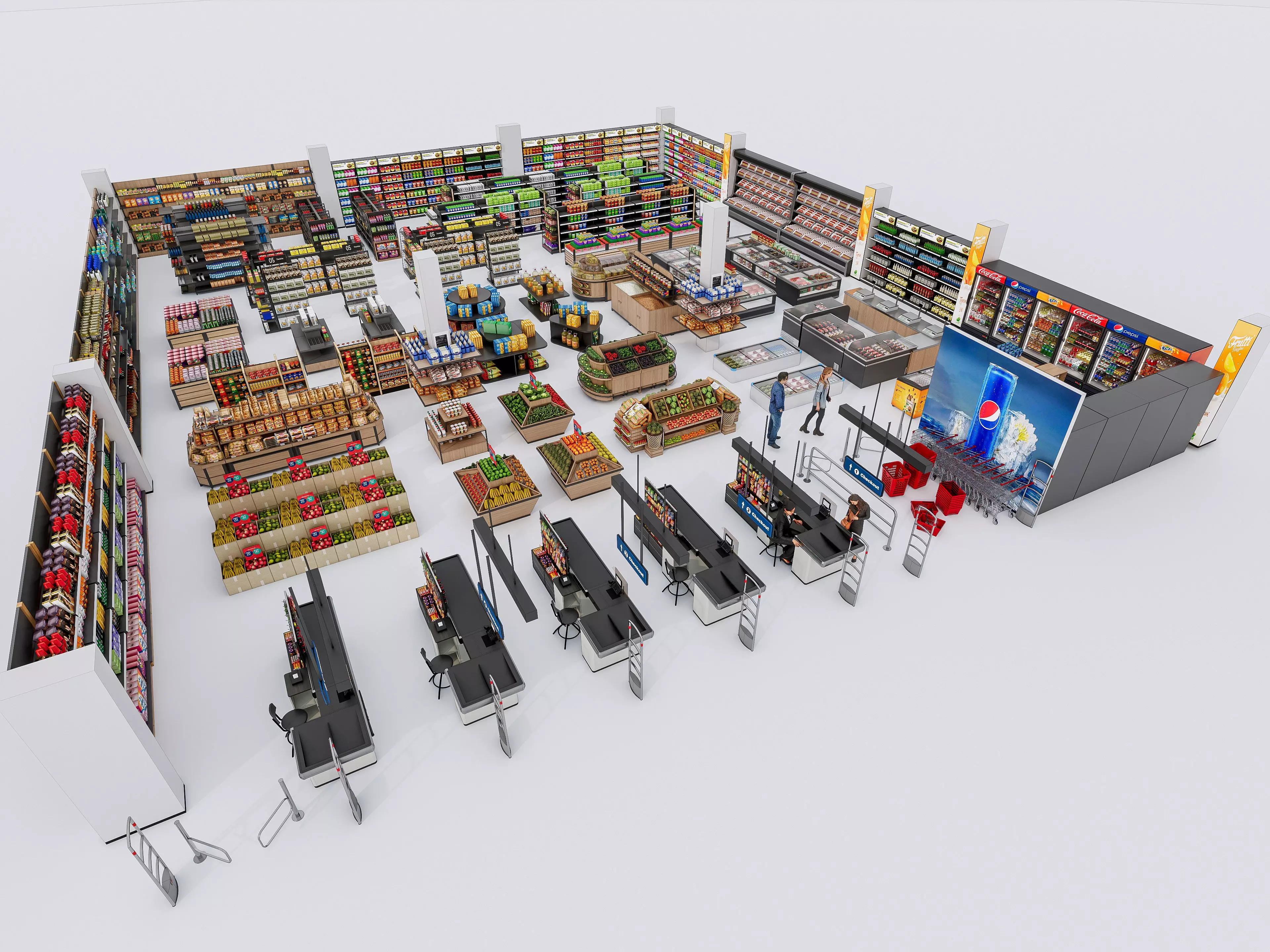 Supermarket Convenience Store Shelves Display Racks 3 3D model_0