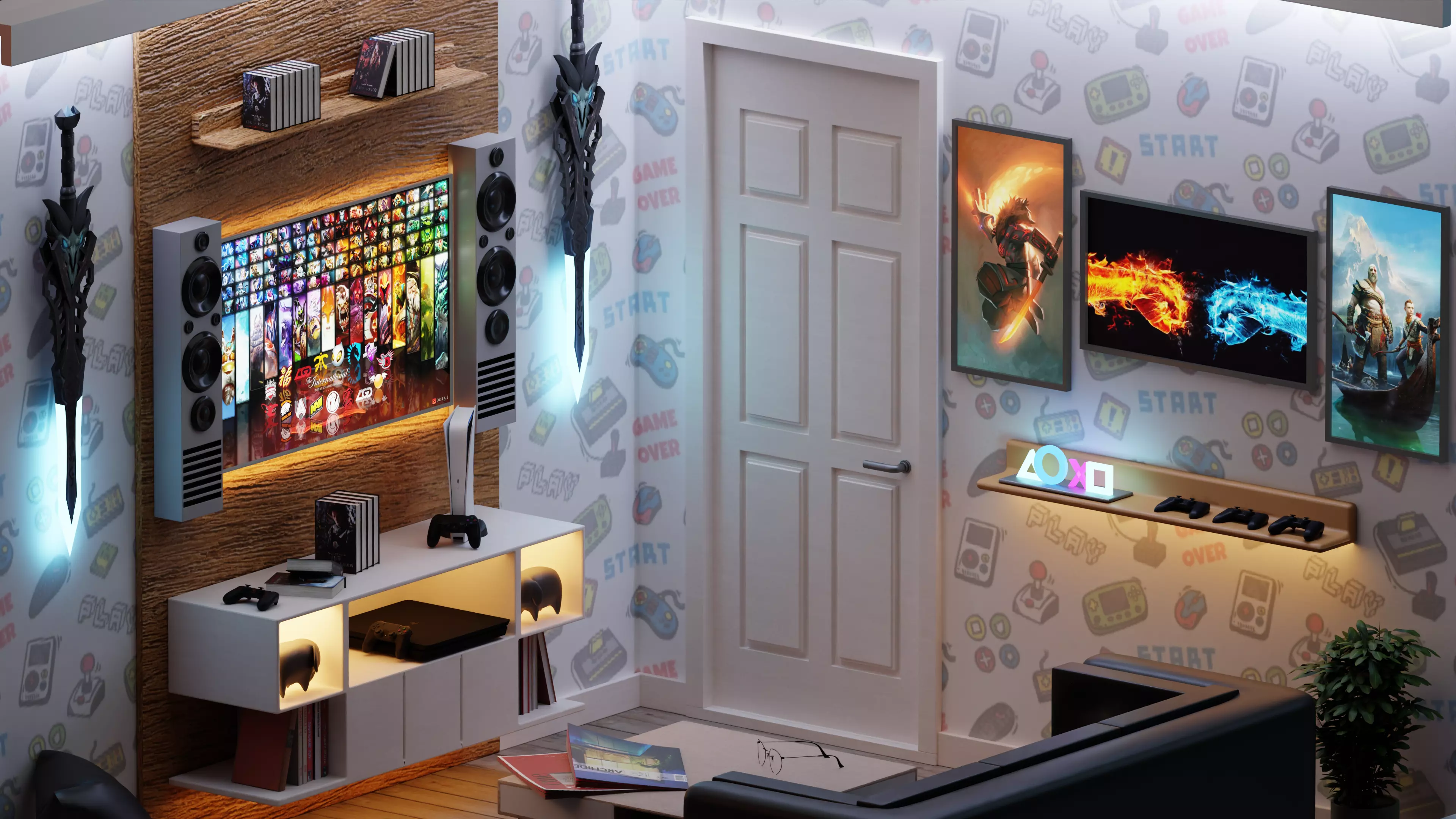 Isometric Room FBX OBJ GLB Low-poly 3D model_3