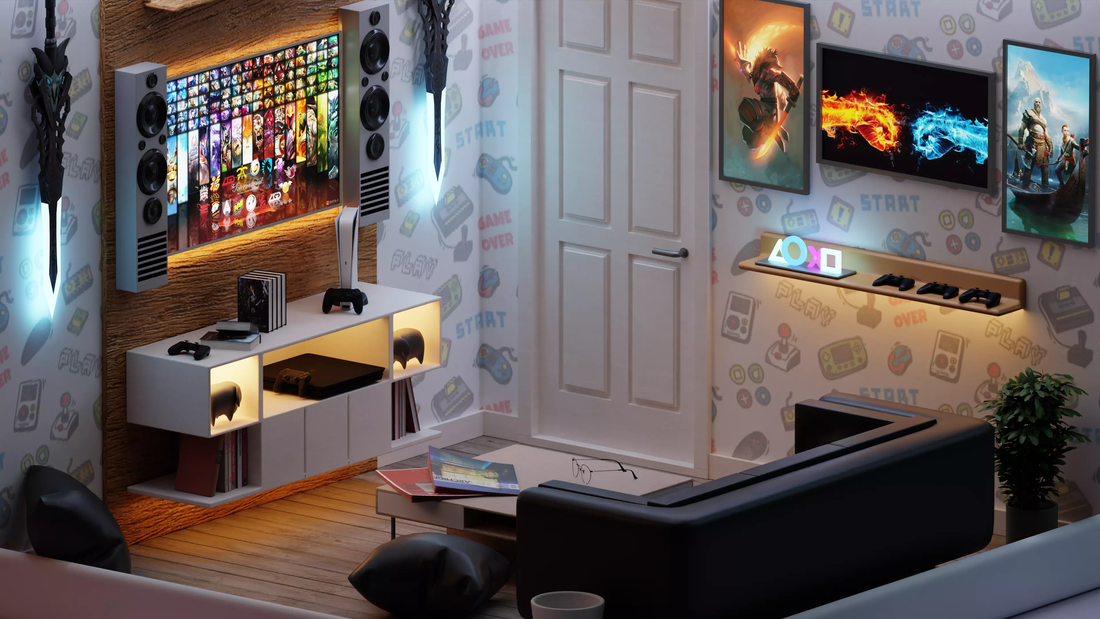 Isometric Room FBX OBJ GLB Low-poly 3D model_2