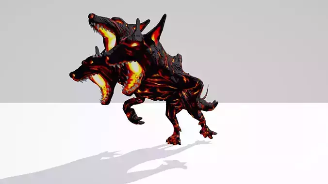 Three Headed Monster Dog with 25 Animations Game Ready