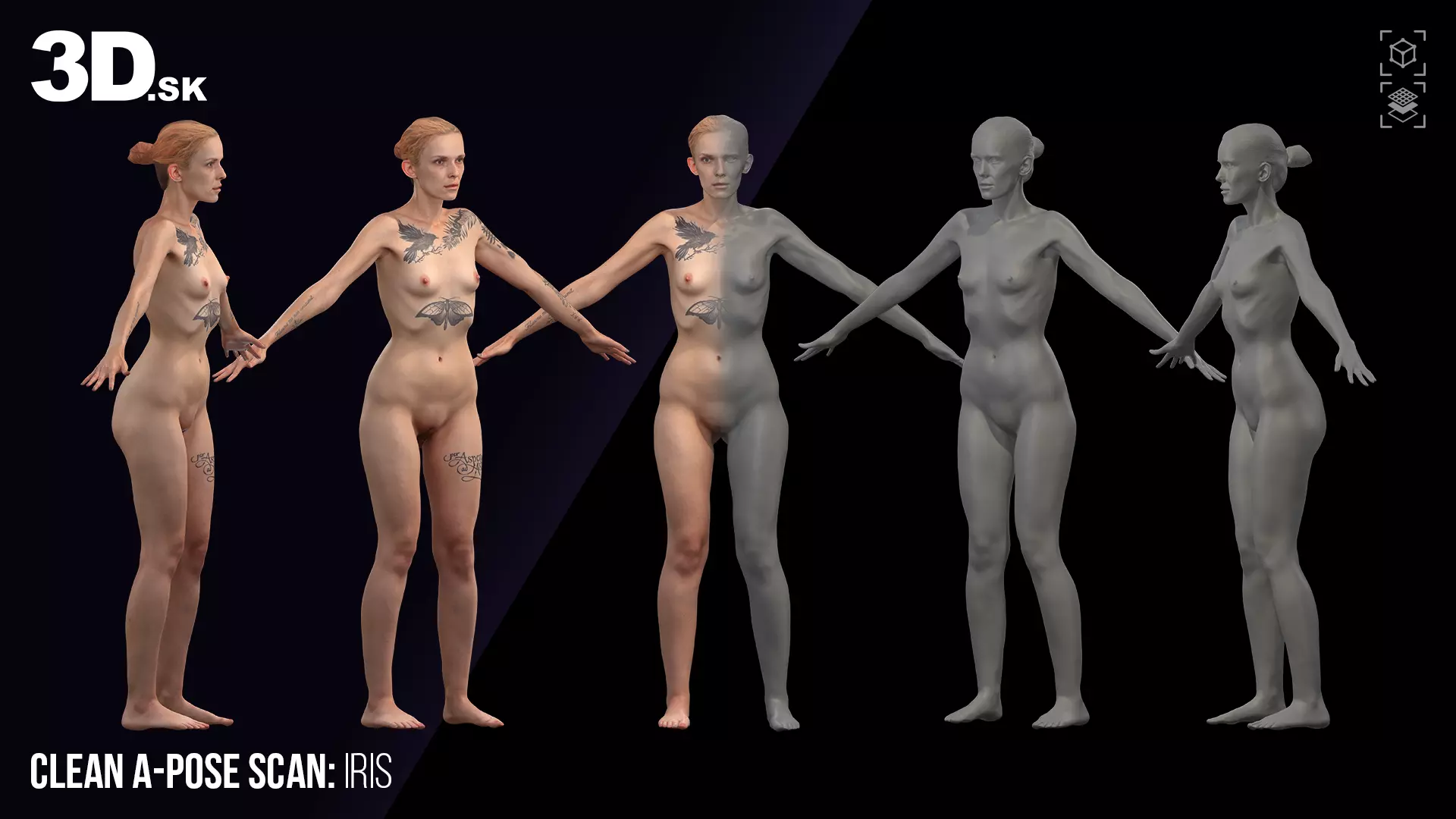 Clean A Pose Scan Iris Nude 3D model_1