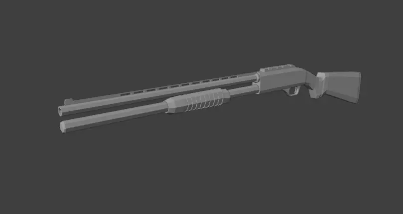 Pump Shotgun Low-poly 3D model_1