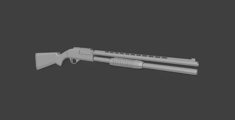 Pump Shotgun Low-poly 3D model_0