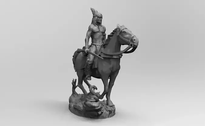 American Native Indian Miniature Wild West Rider 3D Print Model
