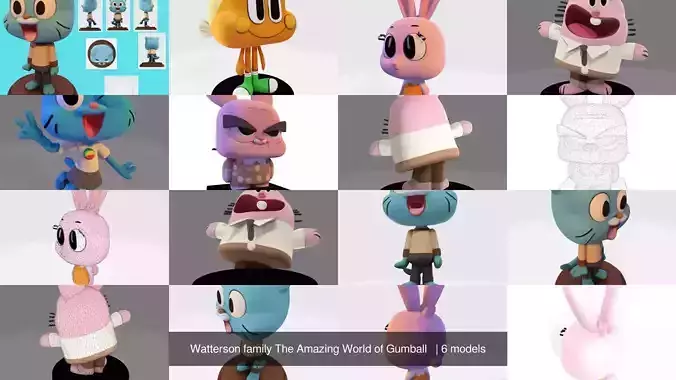 Watterson family The Amazing World of Gumball   3D Model Collection