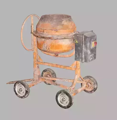 Construction Tools Concrete Mixer Low-Poly 3D Model