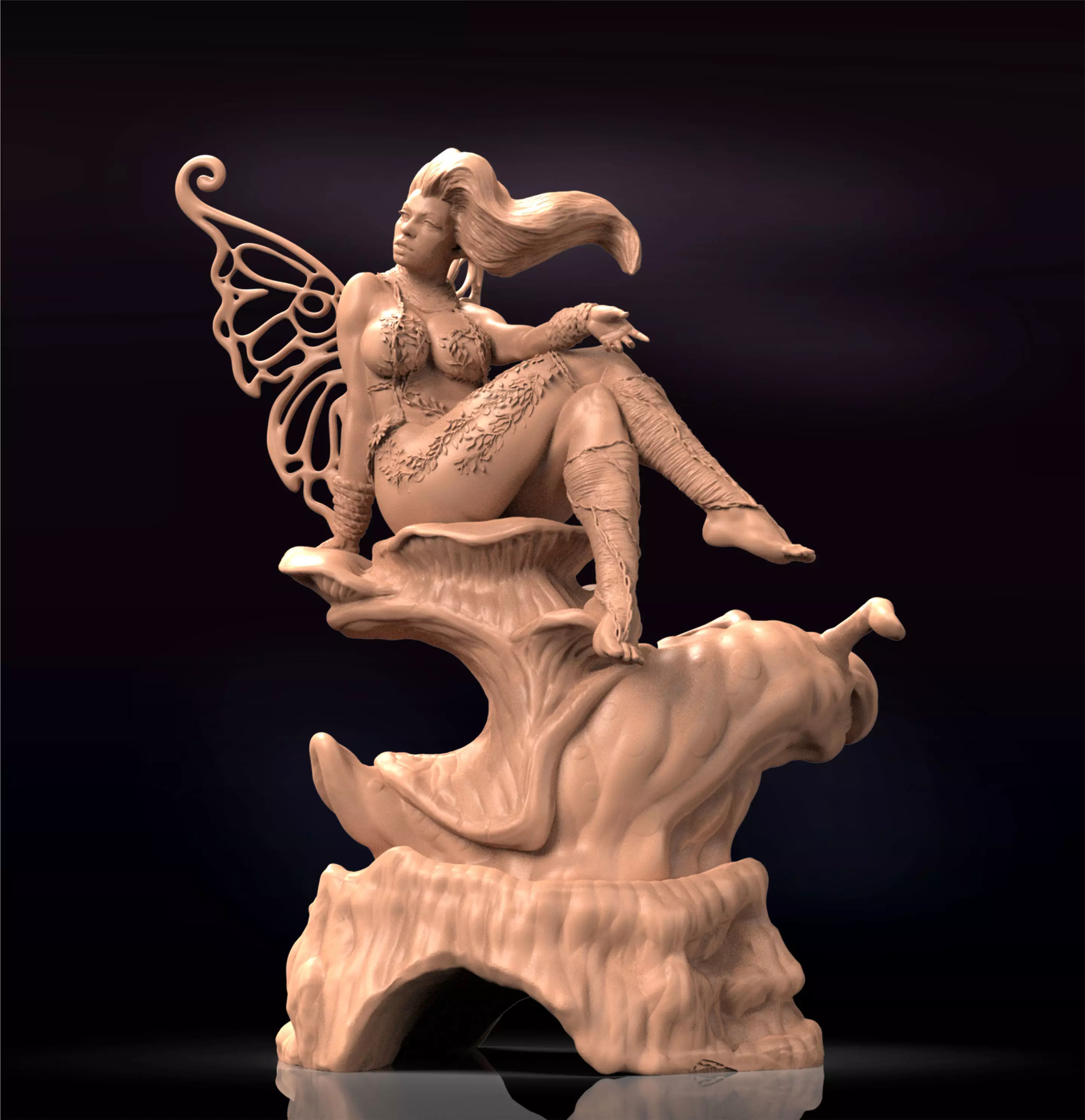Fairy Driade in a forest printable STL for 3D printing 3D print model