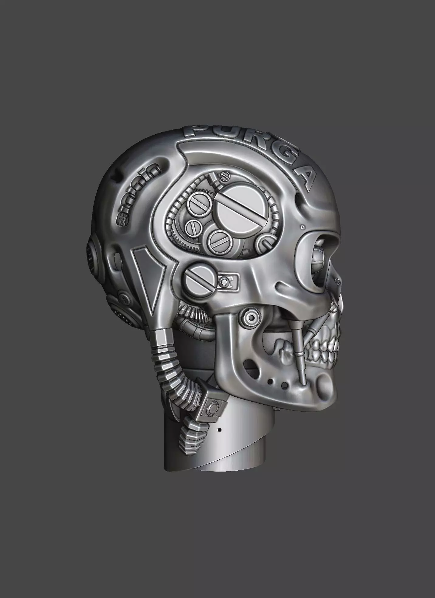 Cyborg Style Car Snorkel with LED Eye and Moving Parts 3D print model_4