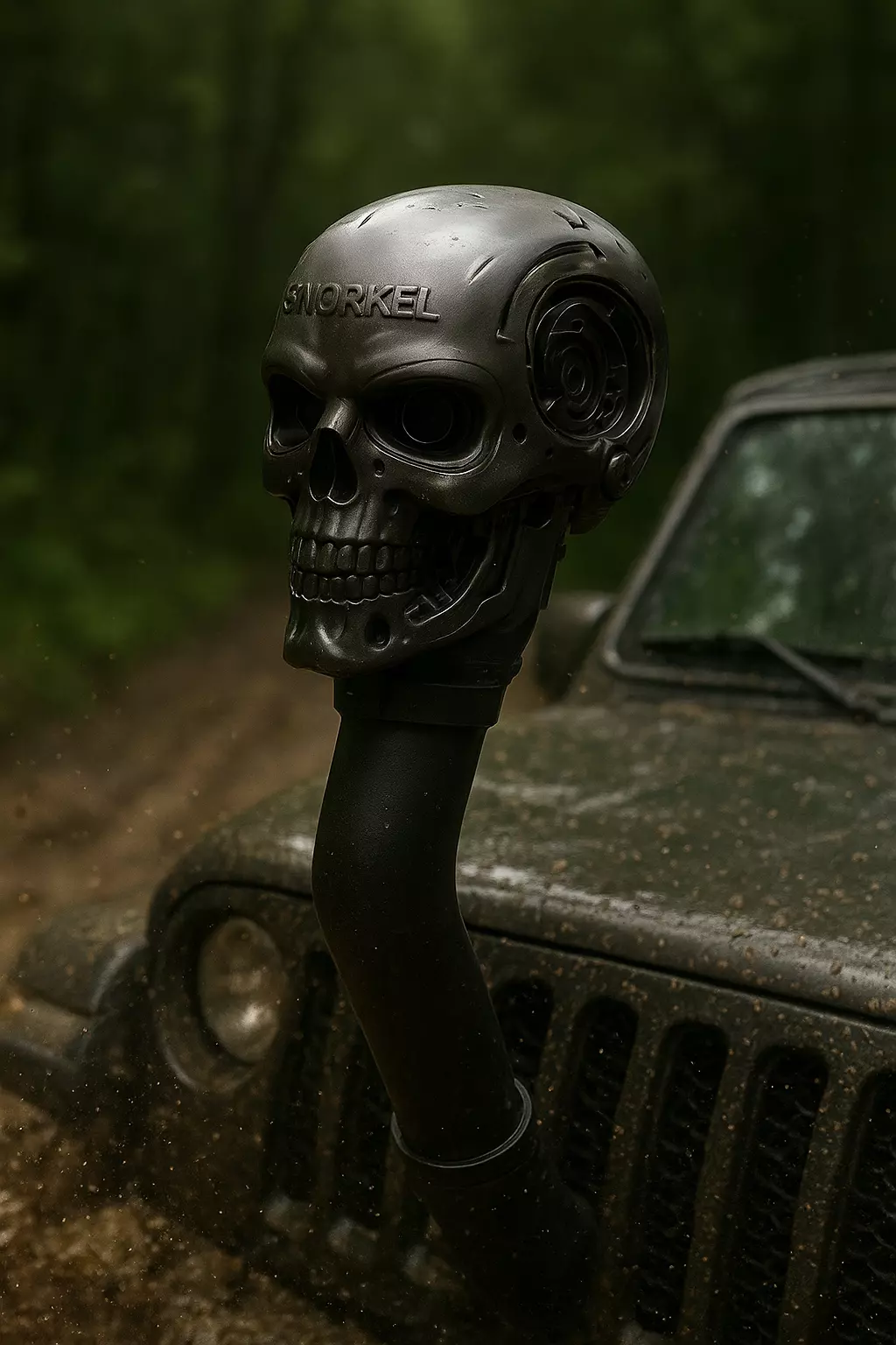 Cyborg Style Car Snorkel with LED Eye and Moving Parts 3D print model_3